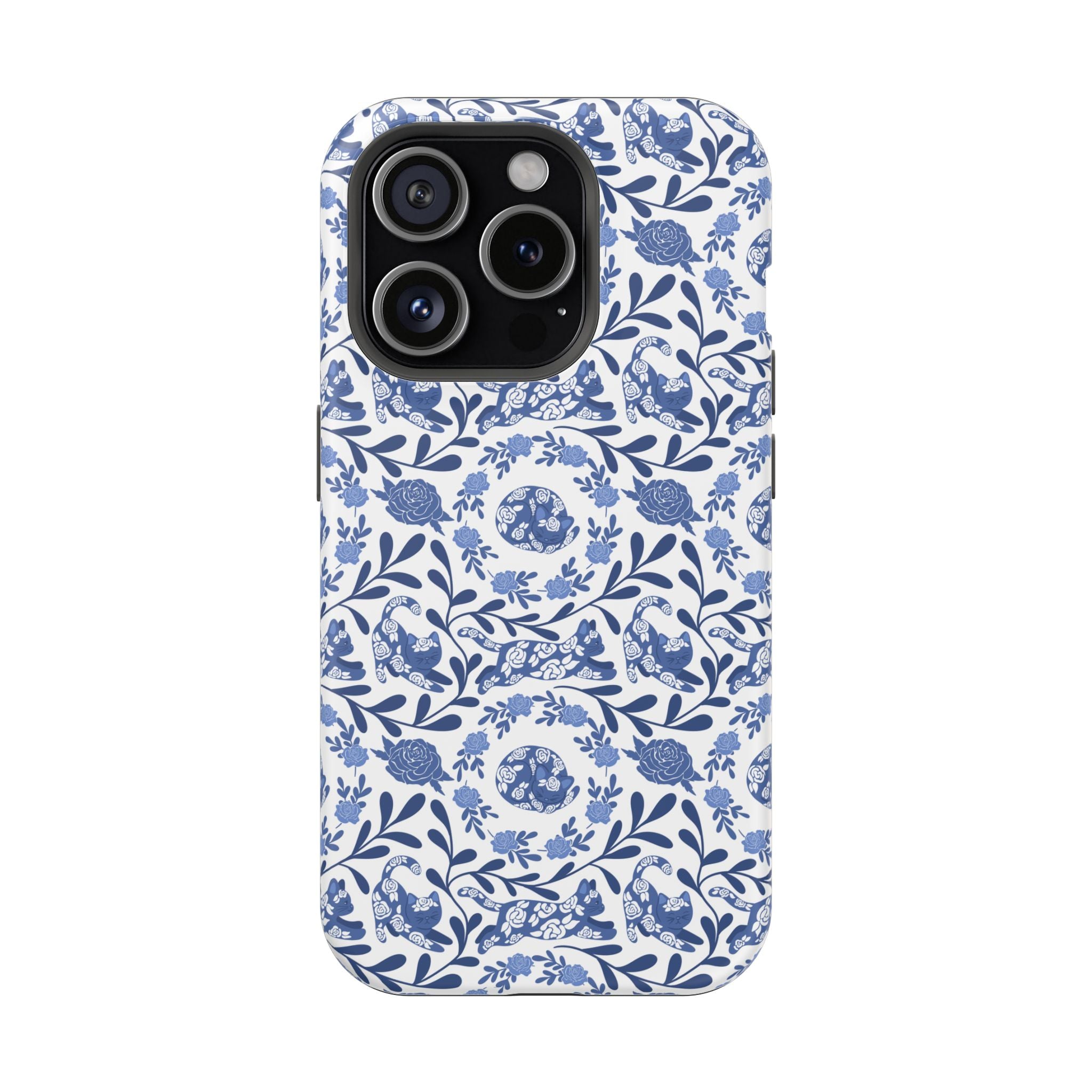 Floral Kitty Fine China iPhone Case  – Magnetic Impact-Resistant