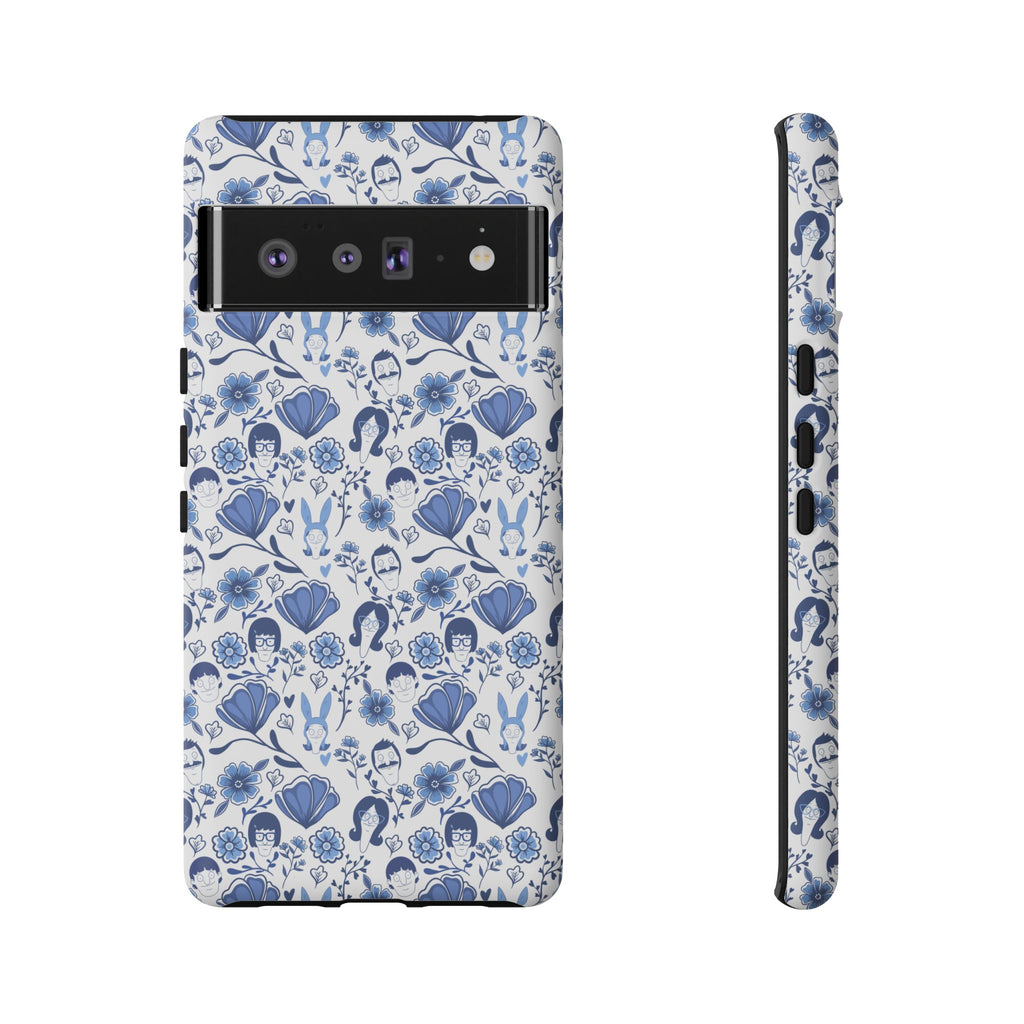 Bob's Burgers Inspired Blue Fine China Floral Tough Phone Case for iPhone, Google, and Samsung