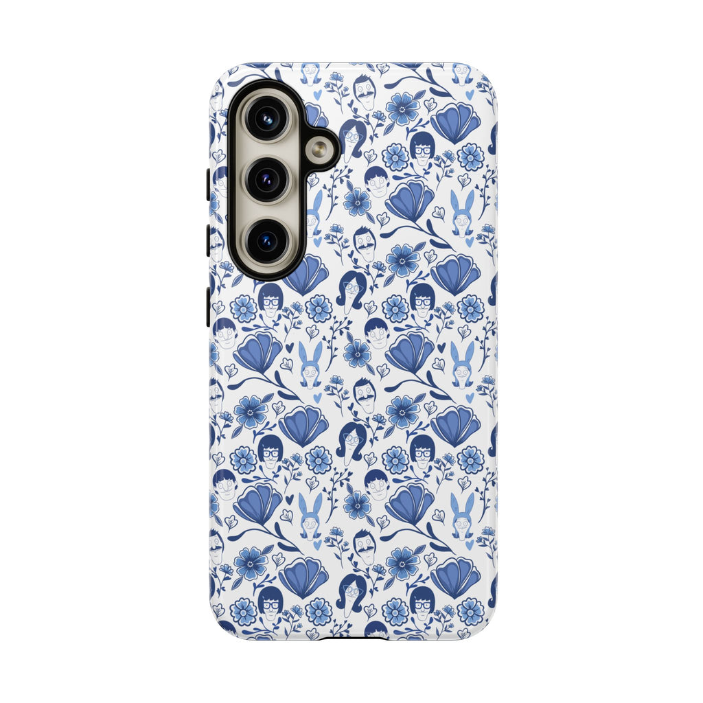 Bob's Burgers Inspired Blue Fine China Floral Tough Phone Case for iPhone, Google, and Samsung