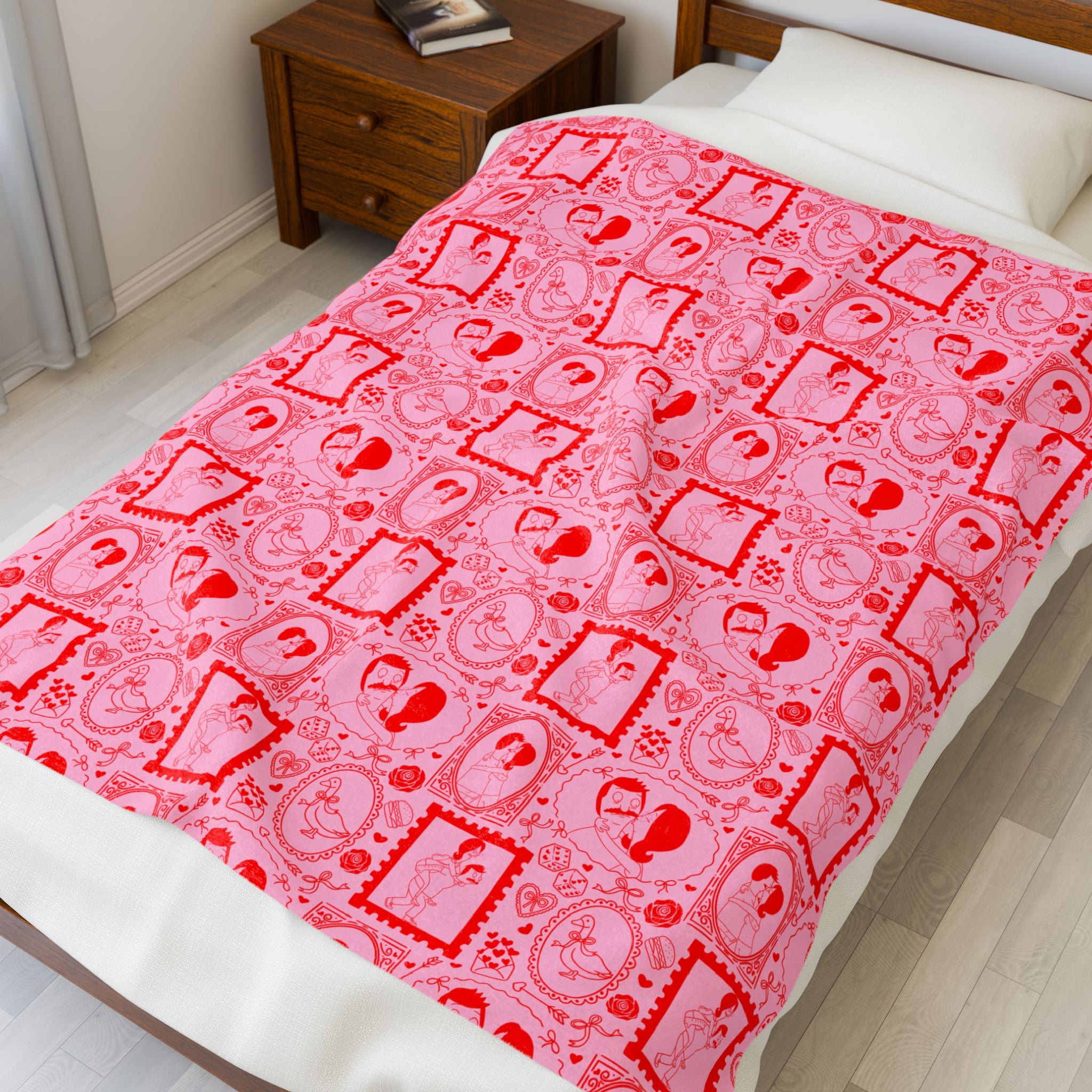 Copy of Bob's Burgers Inspired Valentine's Velveteen Plush Blanket-Pink