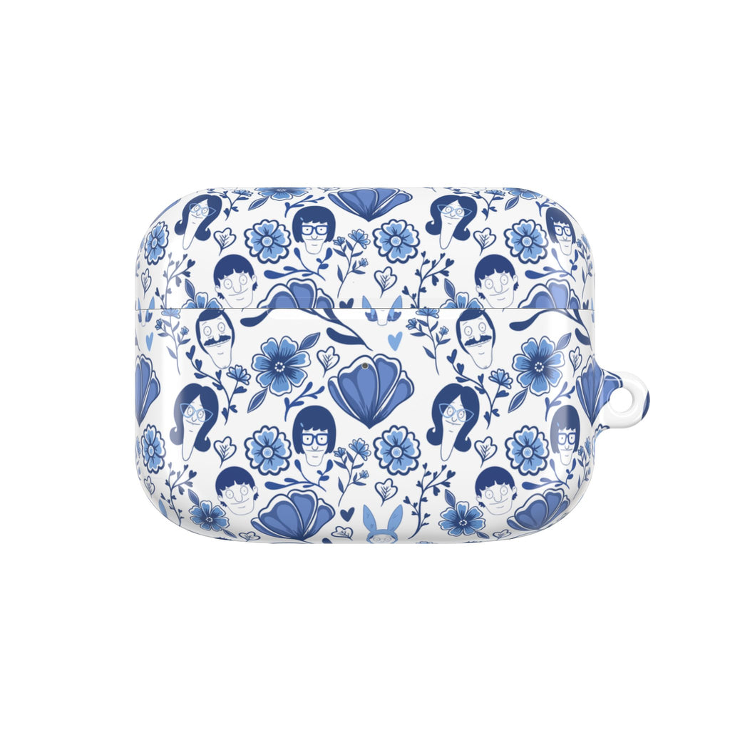 Bobs Burgers Inspired Floral AirPod Cases, Cute Earbud Holder, Blue Flower Protective Cover, Gift for Music Lovers, Trendy Tech Accessory