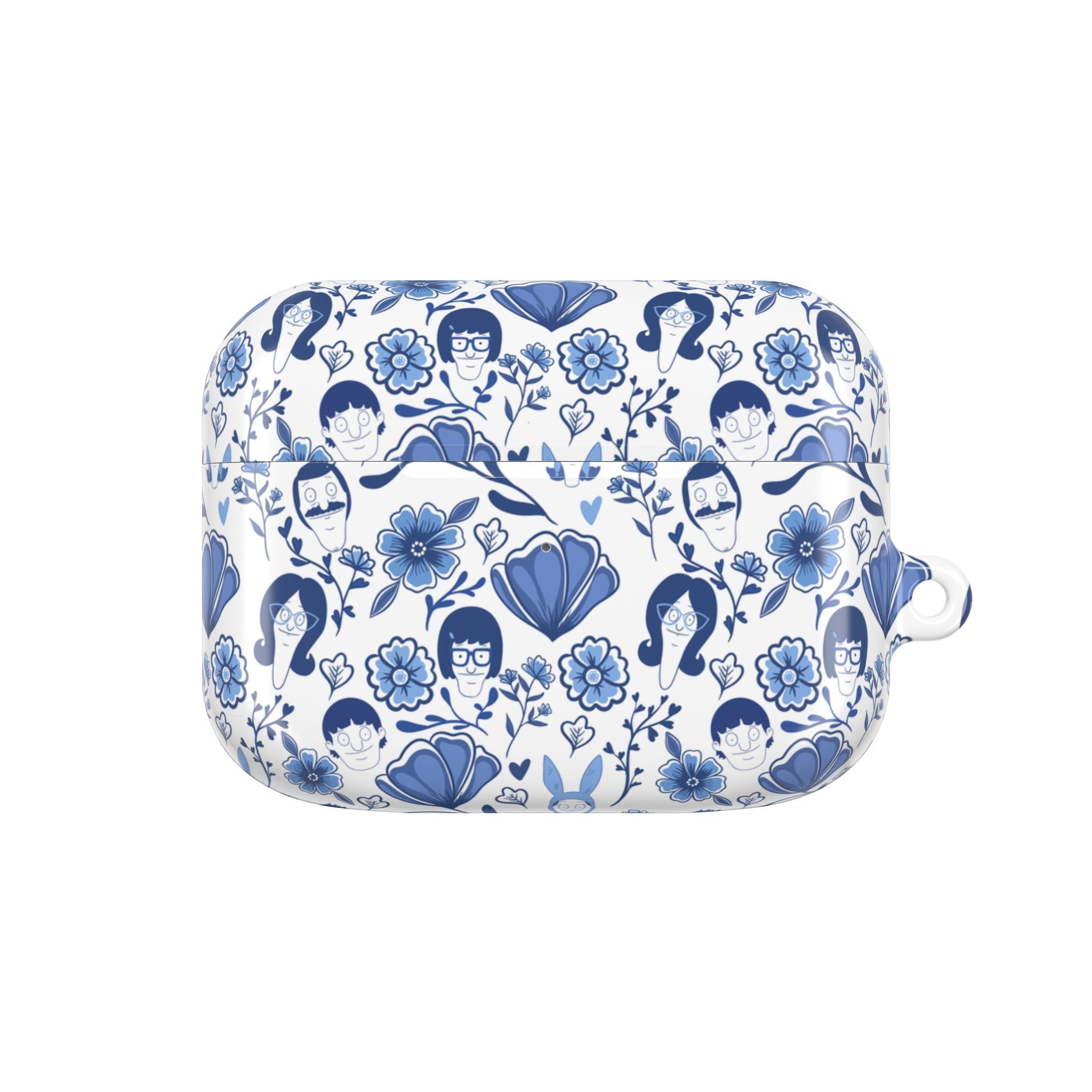 Bobs Burgers Inspired Floral AirPod Cases, Cute Earbud Holder, Blue Flower Protective Cover, Gift for Music Lovers, Trendy Tech Accessory