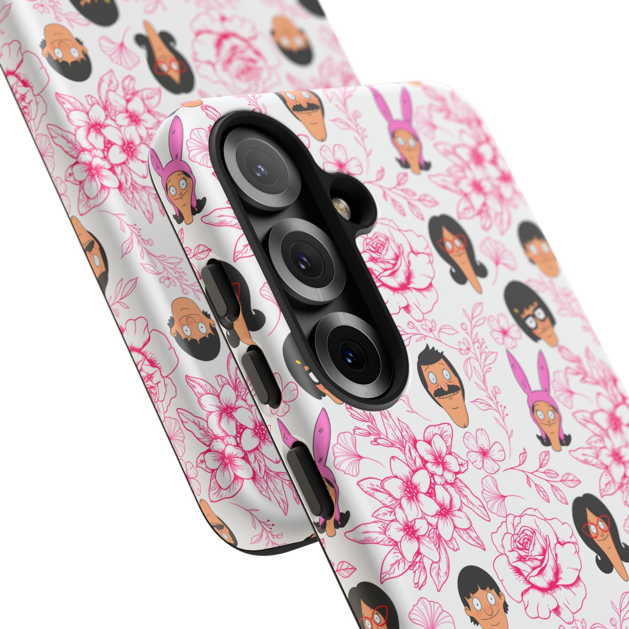 Bob's Burgers inspired Phone Case — Floral Pattern with Character Faces iPhone, Samsung, Google Phones