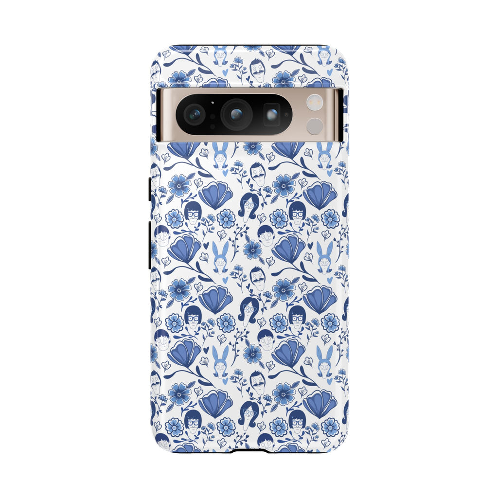 Bob's Burgers Inspired Blue Fine China Floral Tough Phone Case for iPhone, Google, and Samsung