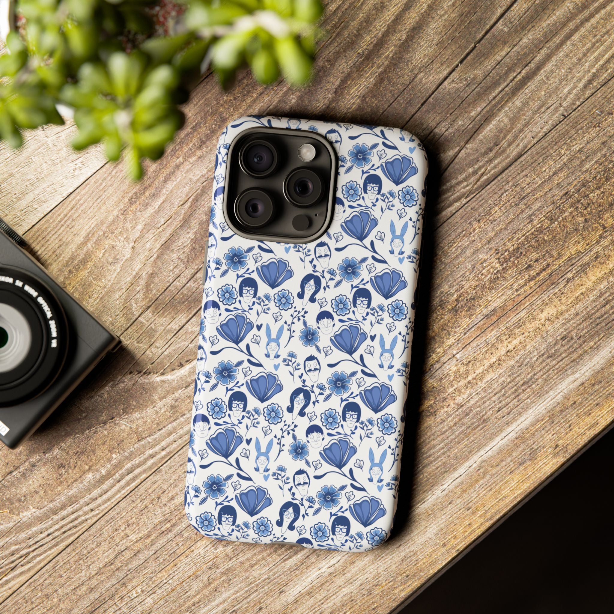 Bob's Burgers Inspired Blue Fine China Floral Tough Phone Case for iPhone, Google, and Samsung