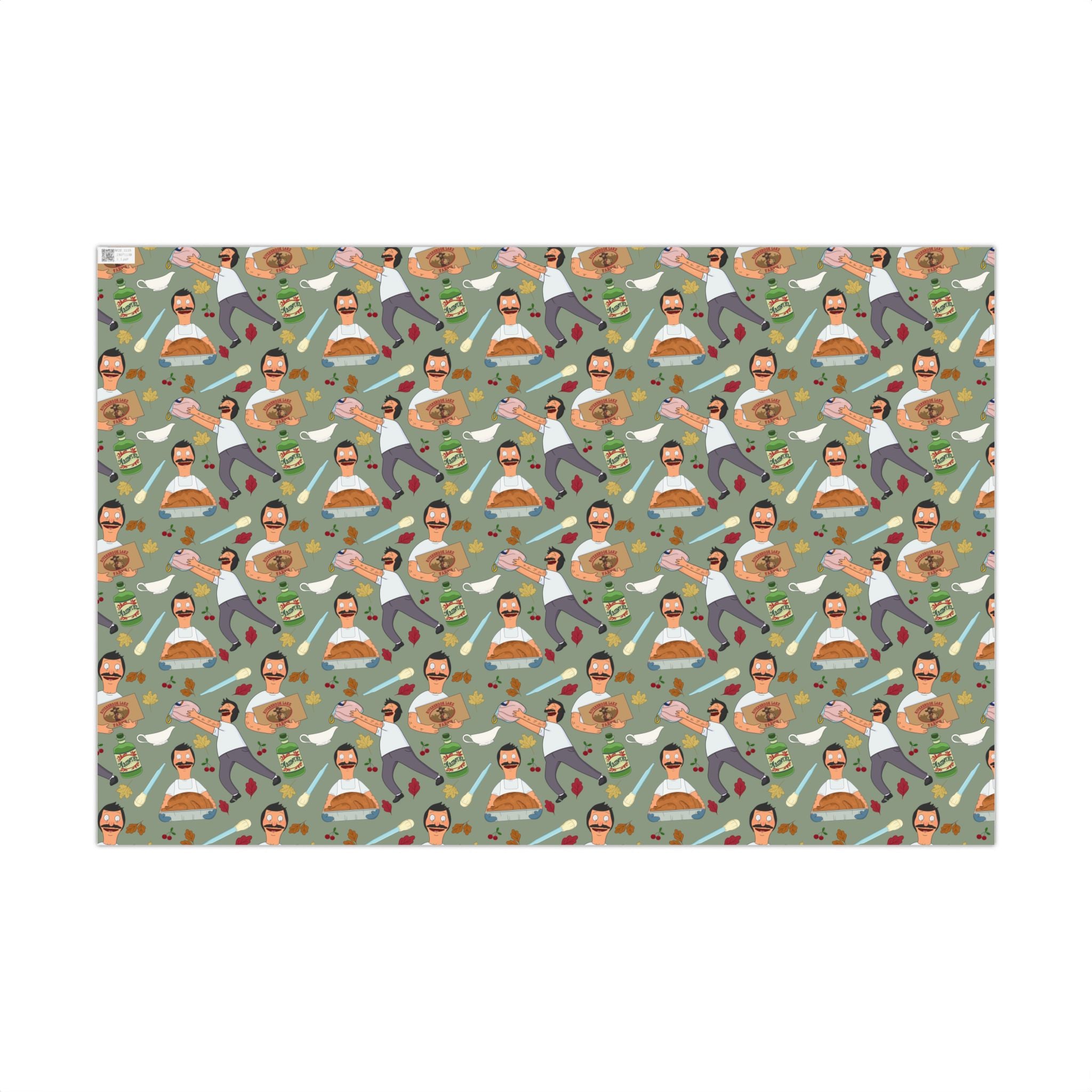 Bob's Burgers Inspired Gift Wrap Paper — Quirky Thanksgiving Bob Pattern