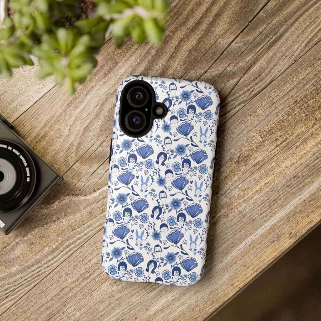 Bob's Burgers Inspired Blue Fine China Floral Tough Phone Case for iPhone, Google, and Samsung