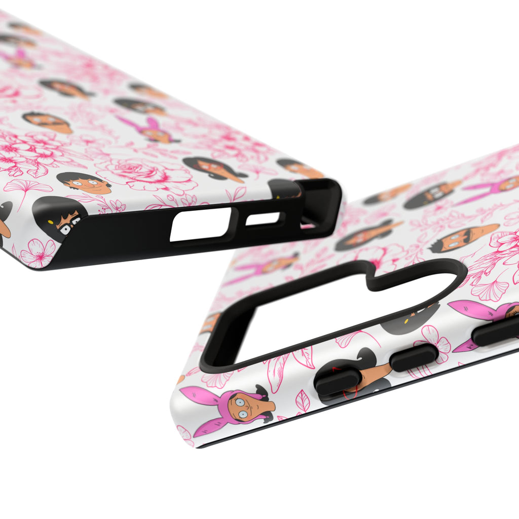 Bob's Burgers inspired Phone Case — Floral Pattern with Character Faces iPhone, Samsung, Google Phones