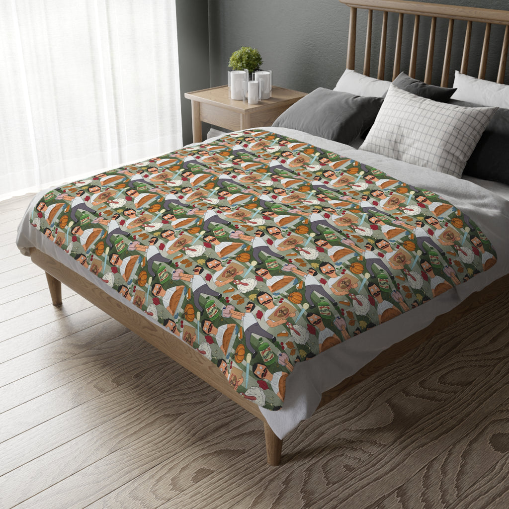 Plaid Thanksgiving Bob Velveteen Blanket (Double Side Print)