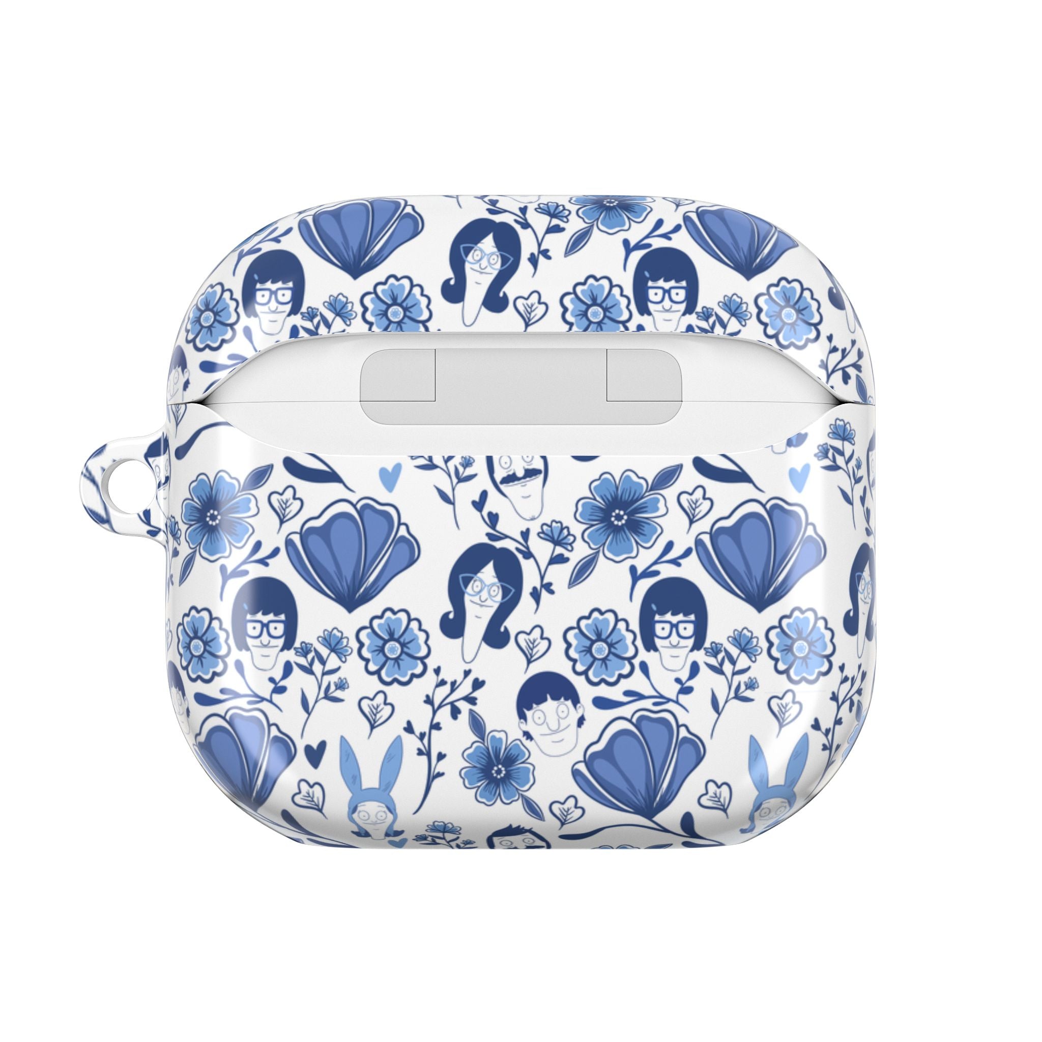 Bobs Burgers Inspired Floral AirPod Cases, Cute Earbud Holder, Blue Flower Protective Cover, Gift for Music Lovers, Trendy Tech Accessory