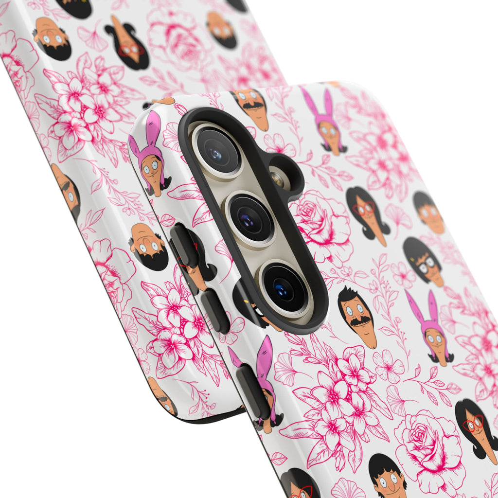 Bob's Burgers inspired Phone Case — Floral Pattern with Character Faces iPhone, Samsung, Google Phones