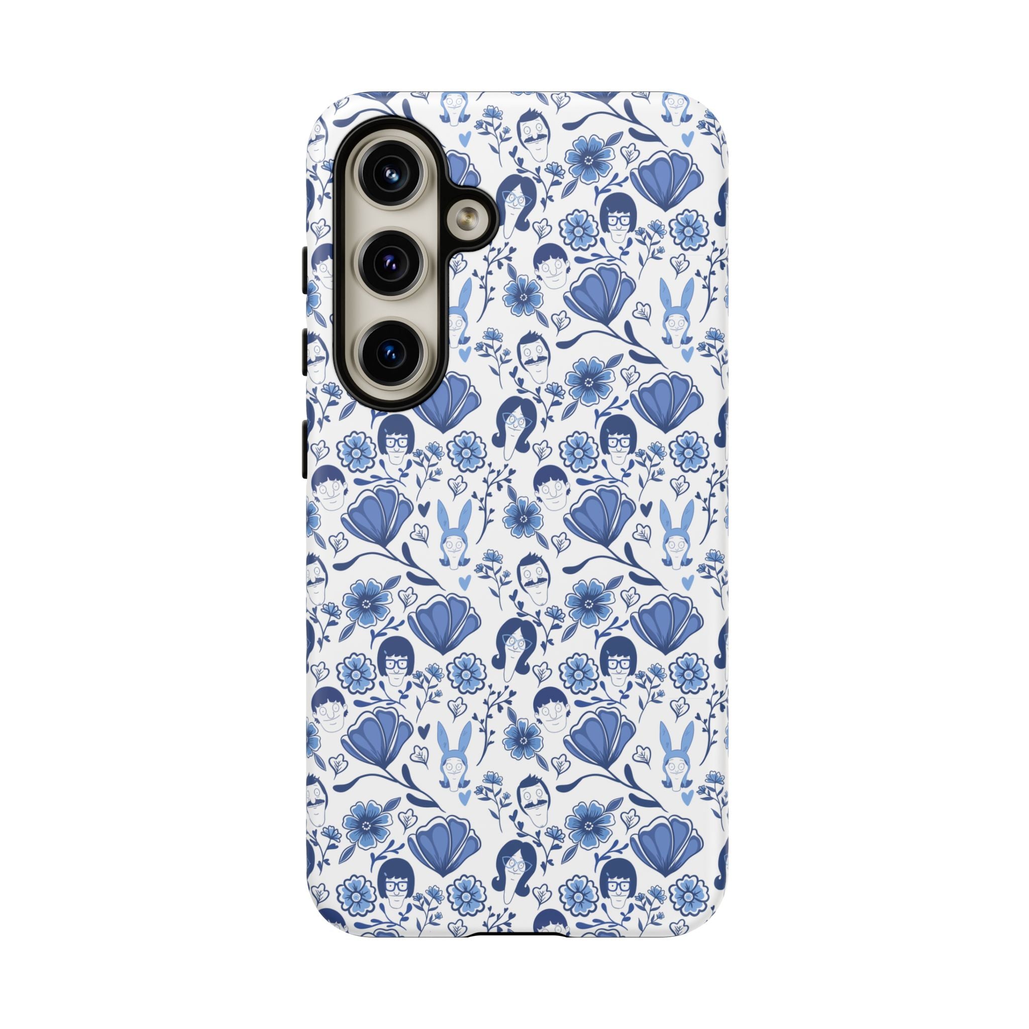Bob's Burgers Inspired Blue Fine China Floral Tough Phone Case for iPhone, Google, and Samsung