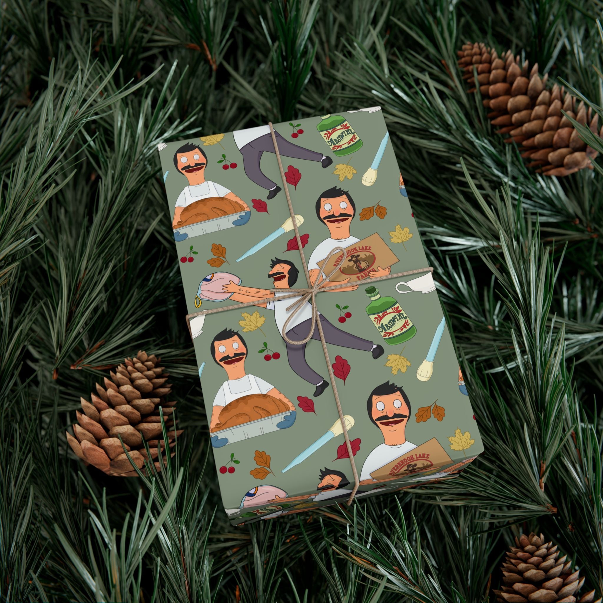 Bob's Burgers Inspired Gift Wrap Paper — Quirky Thanksgiving Bob Pattern