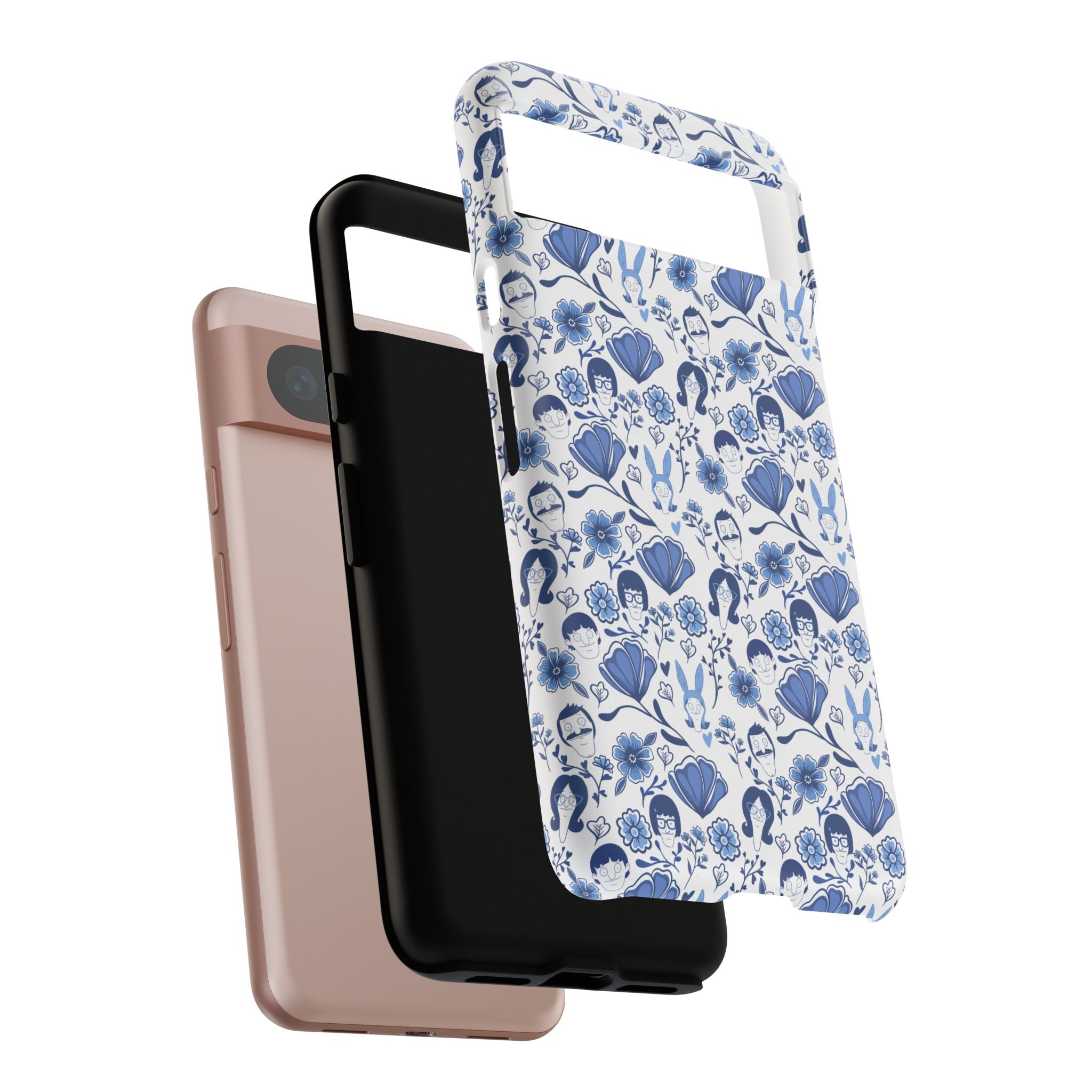 Bob's Burgers Inspired Blue Fine China Floral Tough Phone Case for iPhone, Google, and Samsung