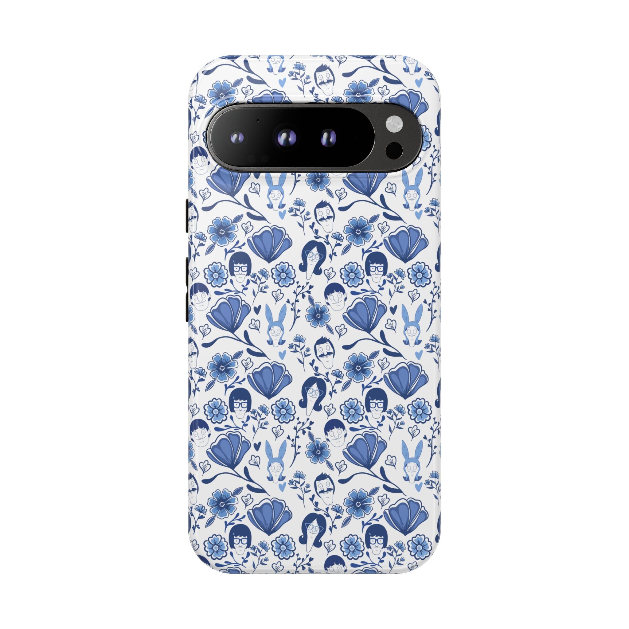 Bob's Burgers Inspired Blue Fine China Floral Tough Phone Case for iPhone, Google, and Samsung