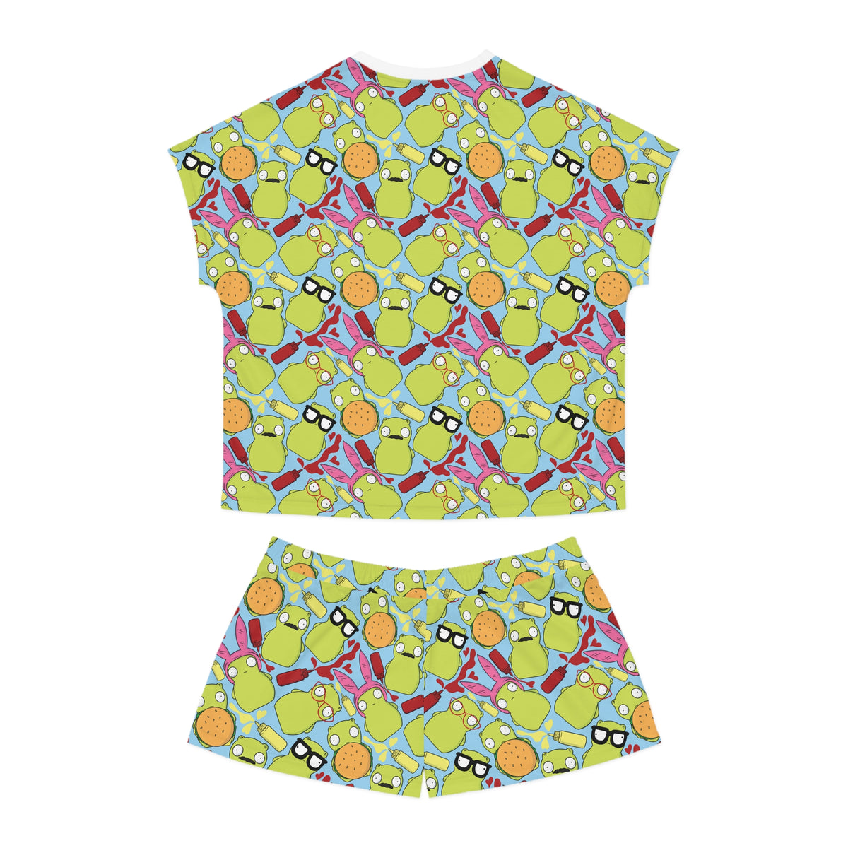 Women’s Patterned Short Pajama Set — Playful Breakfast Print