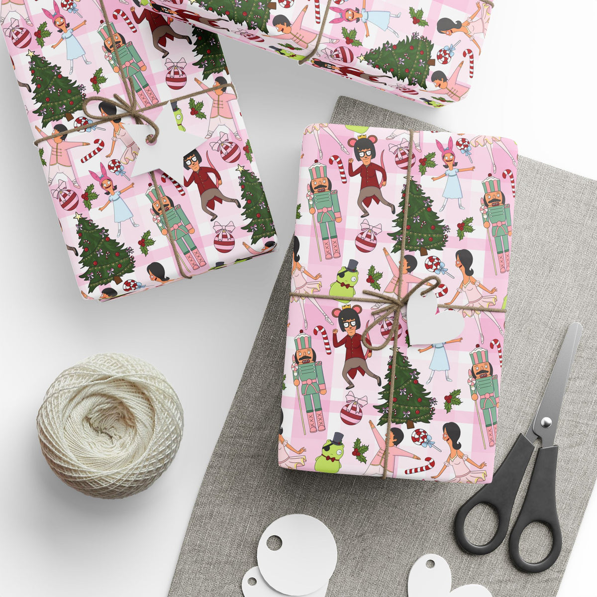 Belcher's Nutcracker Pink Plaid Gift Wrap