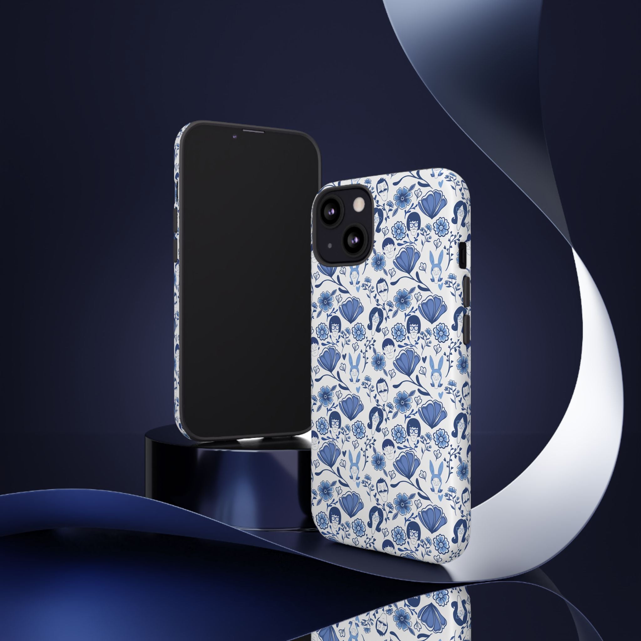 Bob's Burgers Inspired Blue Fine China Floral Tough Phone Case for iPhone, Google, and Samsung