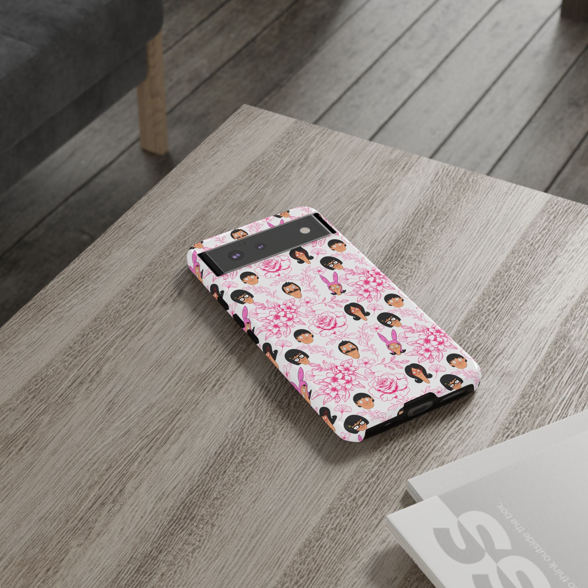 Bob's Burgers inspired Phone Case — Floral Pattern with Character Faces iPhone, Samsung, Google Phones