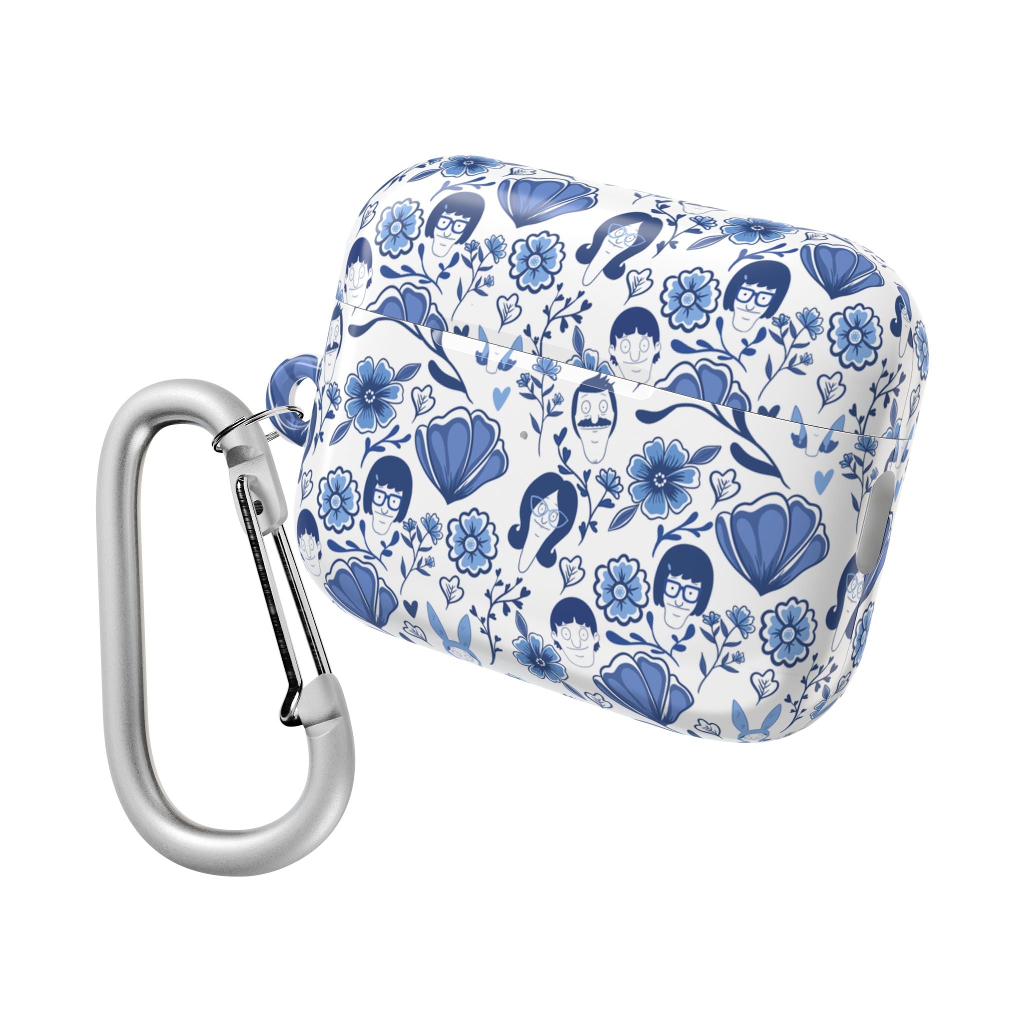 Bobs Burgers Inspired Floral AirPod Cases, Cute Earbud Holder, Blue Flower Protective Cover, Gift for Music Lovers, Trendy Tech Accessory