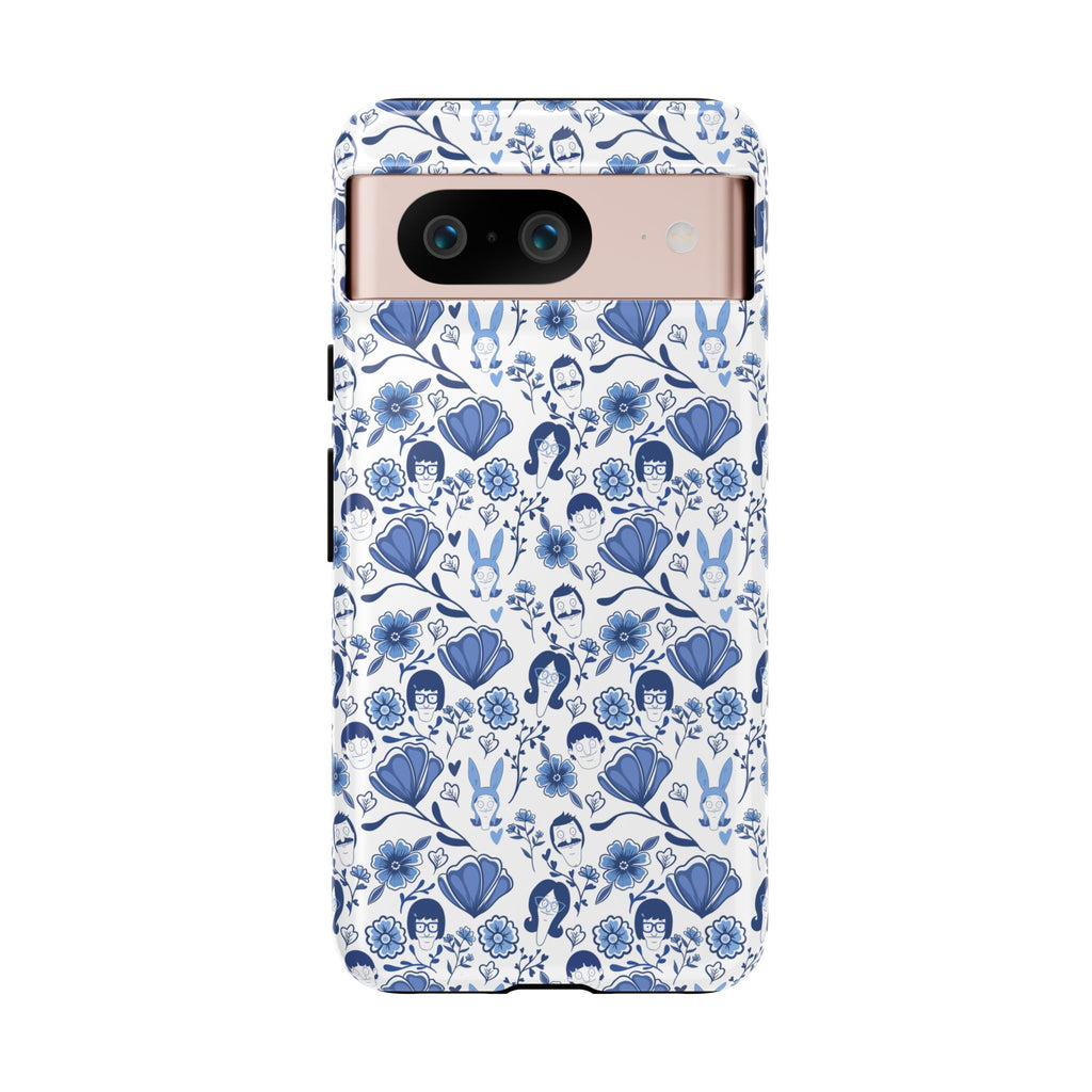 Bob's Burgers Inspired Blue Fine China Floral Tough Phone Case for iPhone, Google, and Samsung