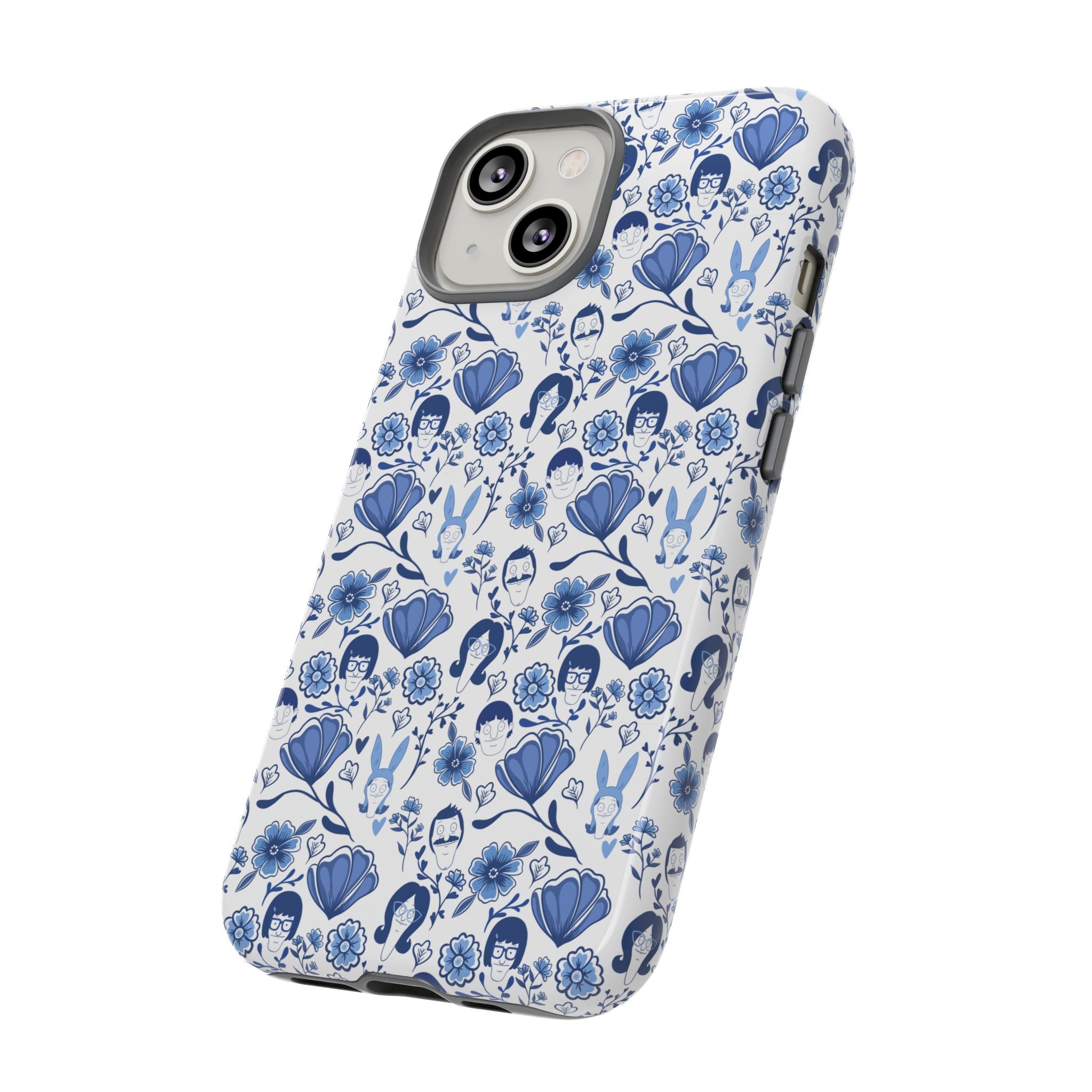 Bob's Burgers Inspired Blue Fine China Floral Tough Phone Case for iPhone, Google, and Samsung