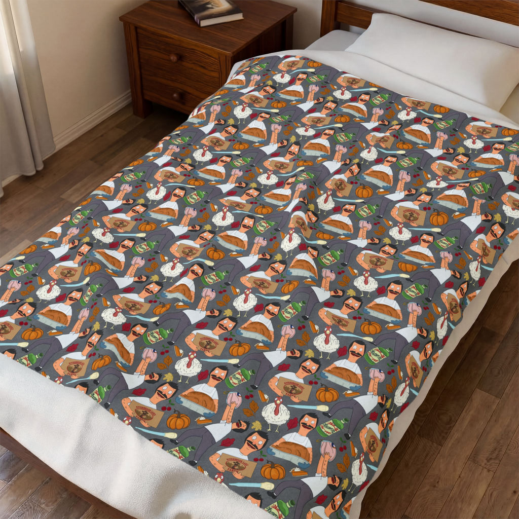 Gray Thanksgiving with Bob Cozy Plush Blanket