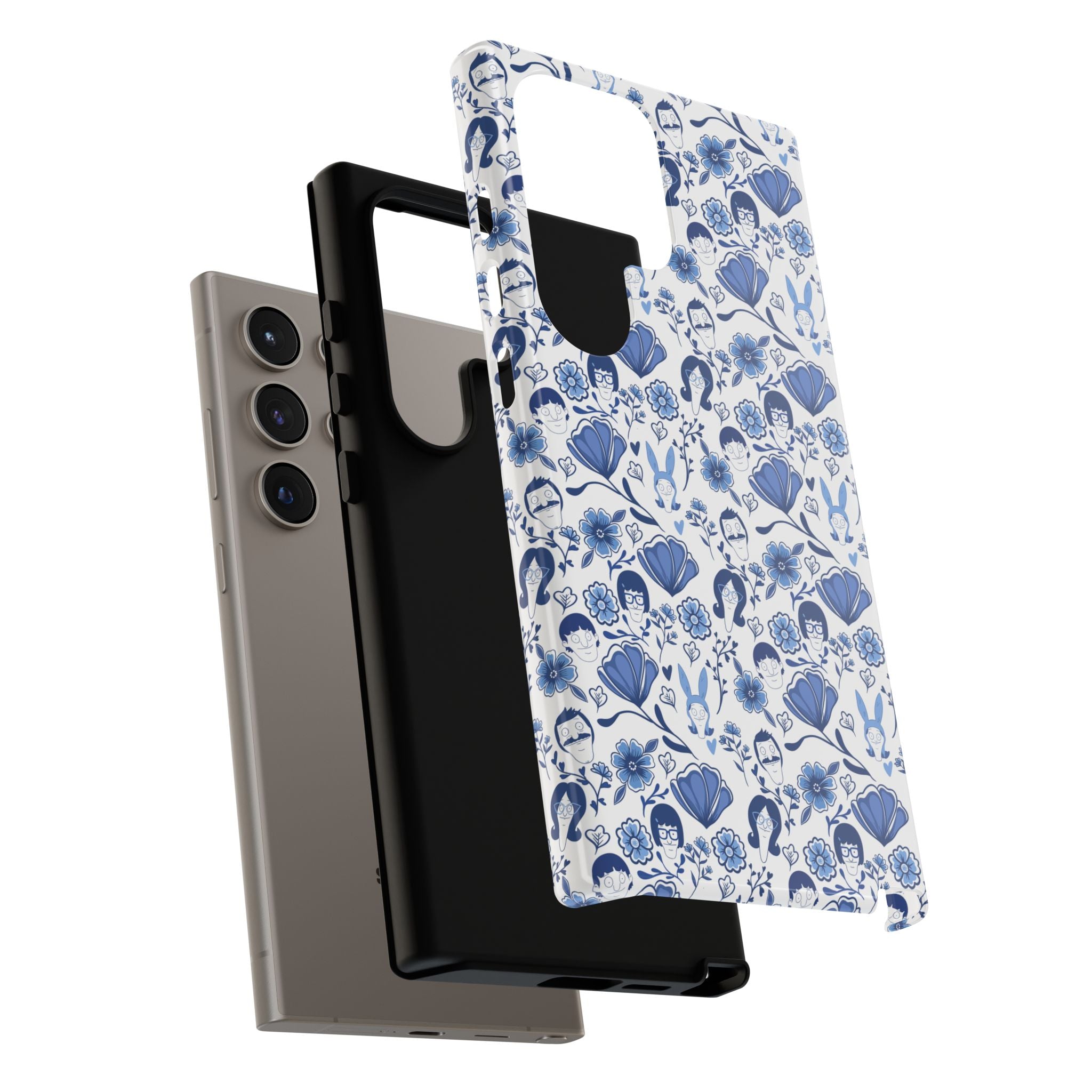 Bob's Burgers Inspired Blue Fine China Floral Tough Phone Case for iPhone, Google, and Samsung