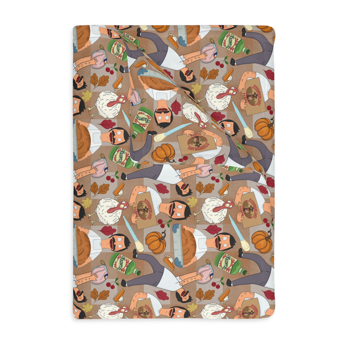 Gingham Thanksgiving Bob Velveteen Blanket (Double Side Print)