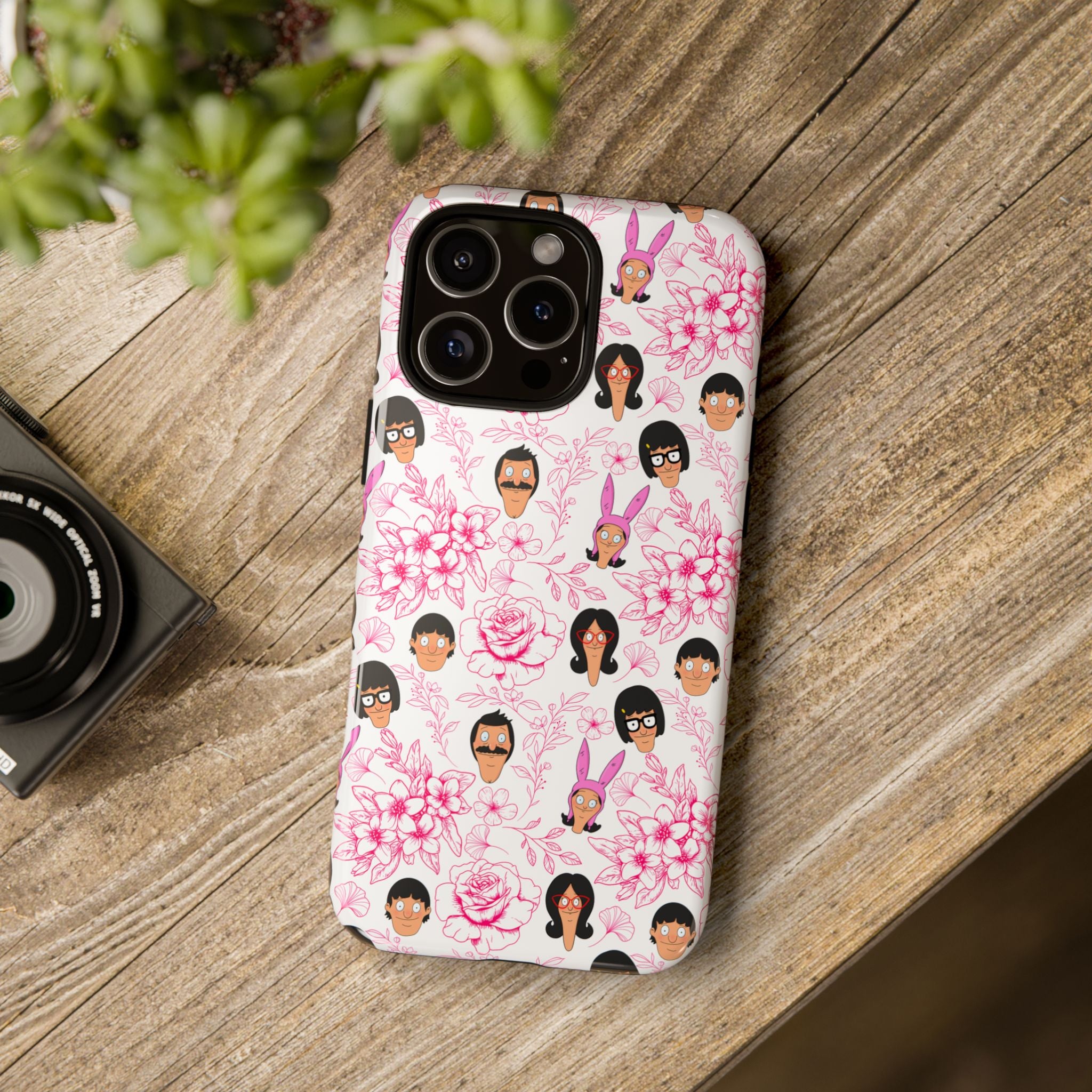 Bob's Burgers inspired Phone Case — Floral Pattern with Character Faces iPhone, Samsung, Google Phones