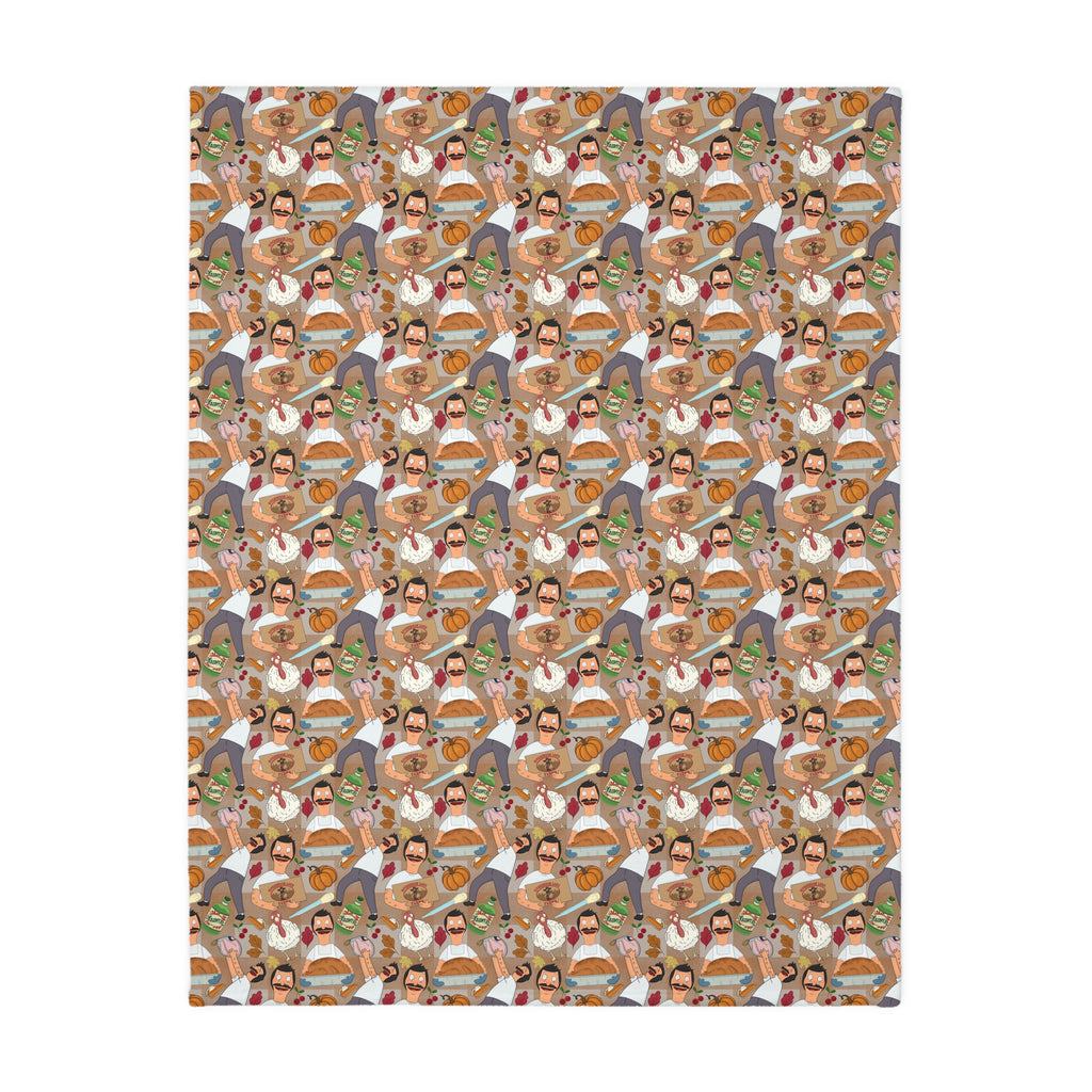 Gingham Thanksgiving Bob Velveteen Blanket (Double Side Print)