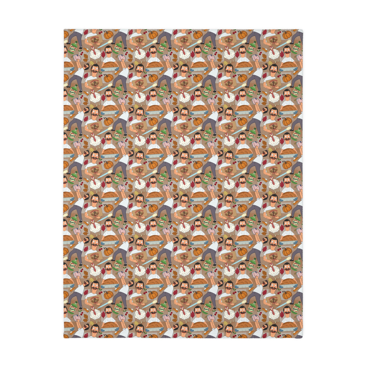 Gingham Thanksgiving Bob Velveteen Blanket (Double Side Print)