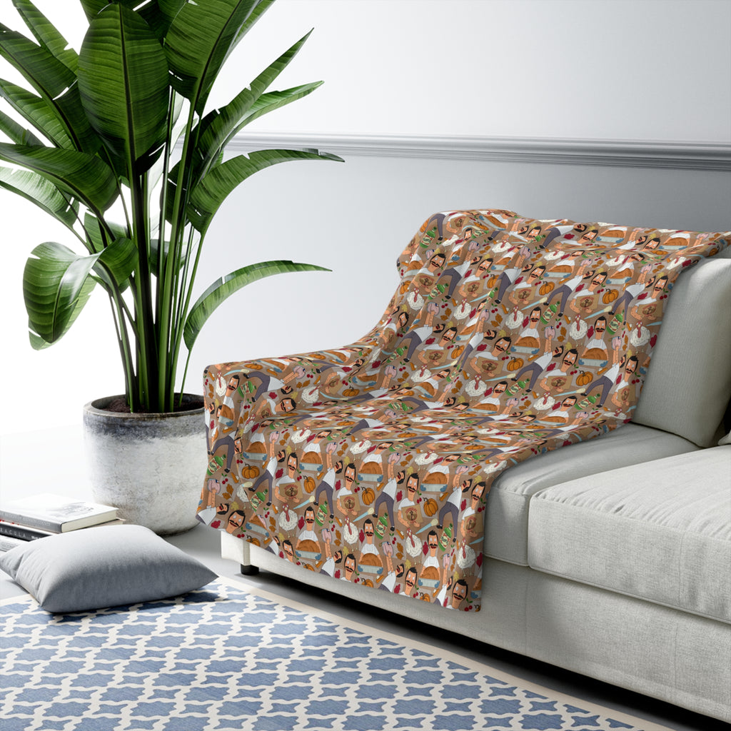 Gingham Thanksgiving Bob Sherpa Fleece Blanket