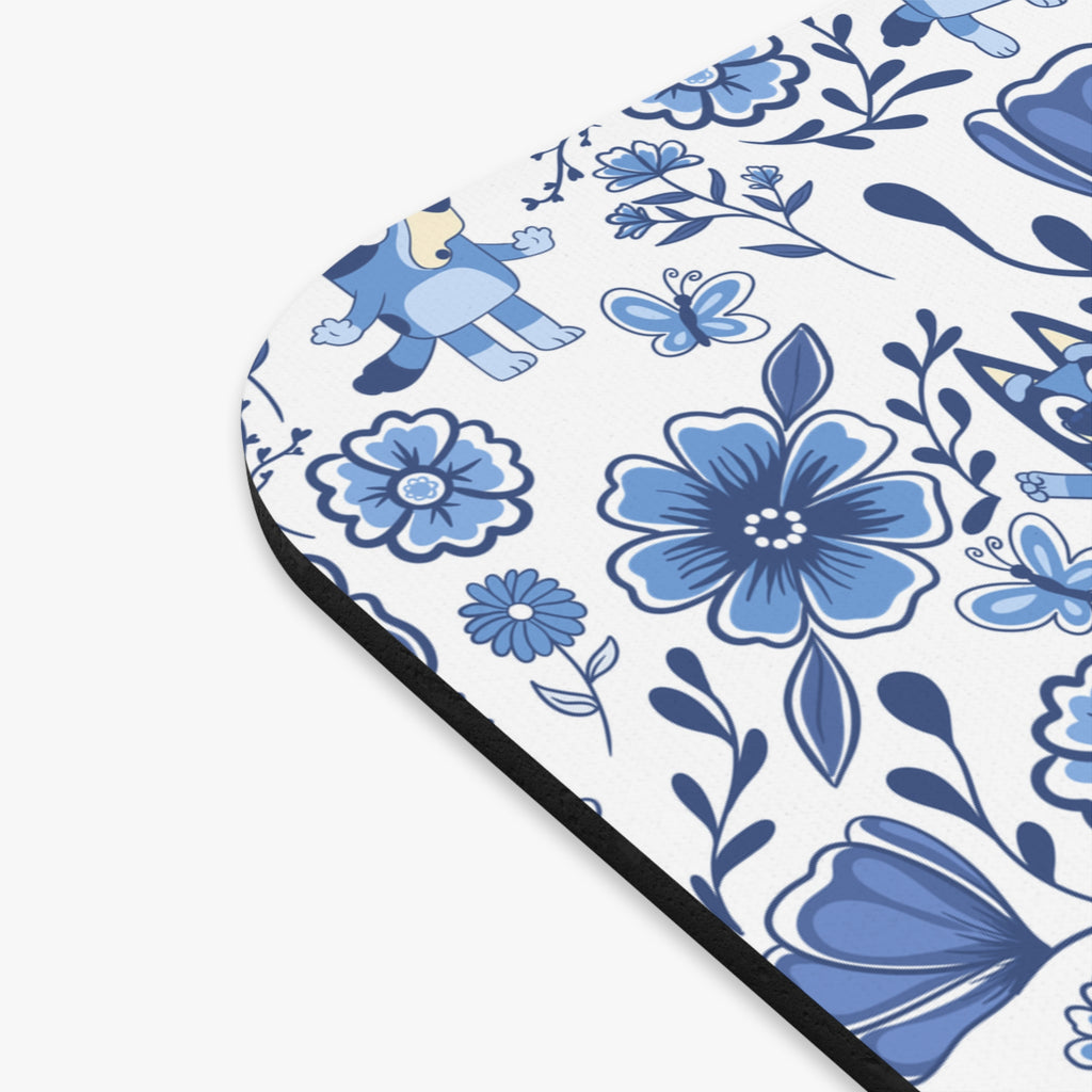 Blue Heeler Dog Whimsical Floral Mouse Pad