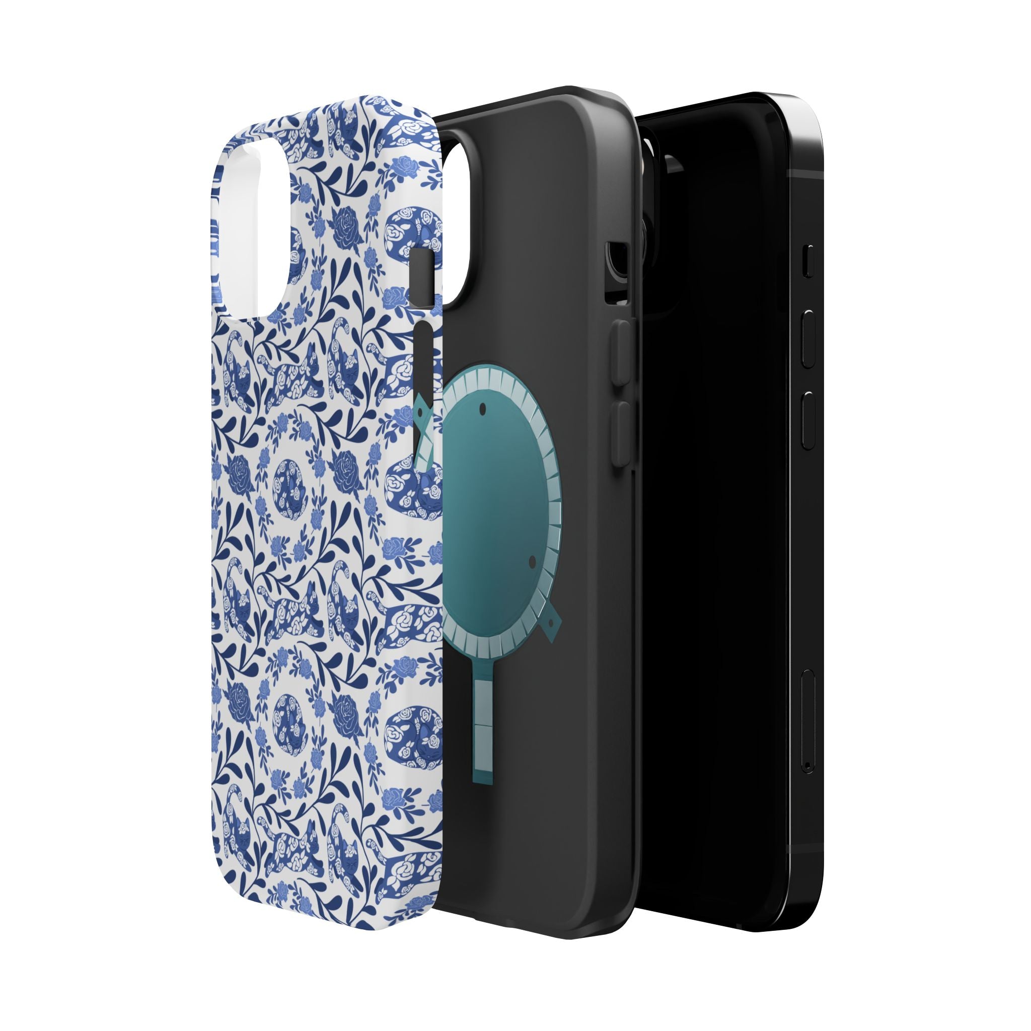 Floral Kitty Fine China iPhone Case  – Magnetic Impact-Resistant