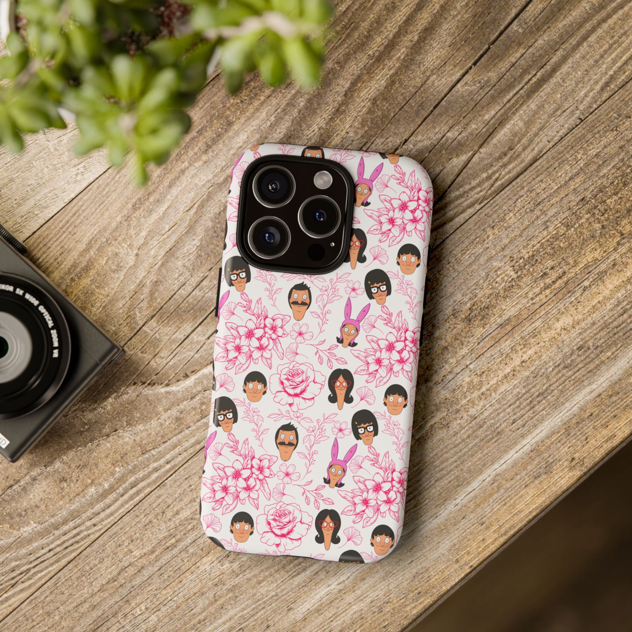 Bob's Burgers inspired Phone Case — Floral Pattern with Character Faces iPhone, Samsung, Google Phones