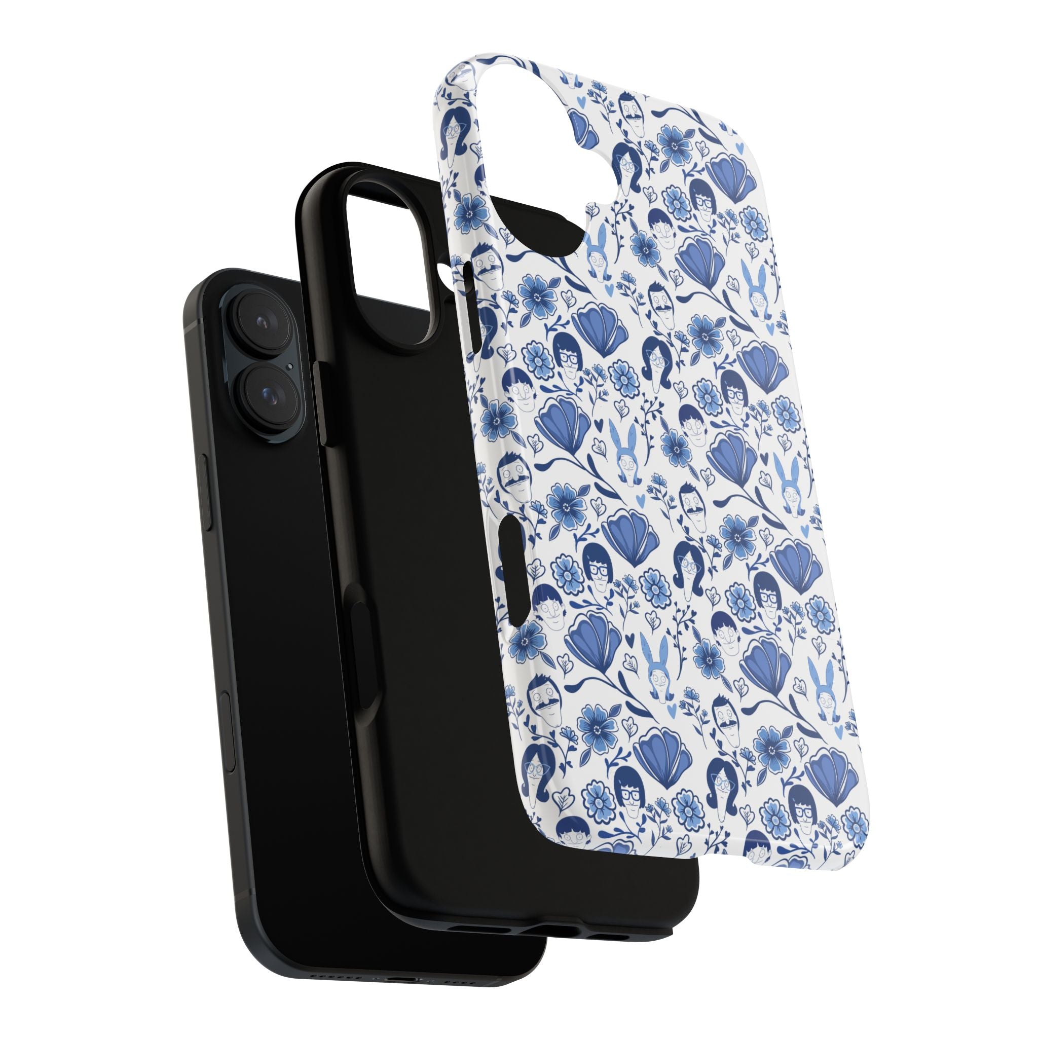 Bob's Burgers Inspired Blue Fine China Floral Tough Phone Case for iPhone, Google, and Samsung