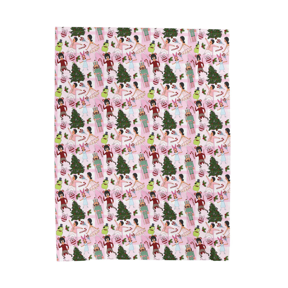 Pink Plaid Nutcracker Belchers Plush Blanket