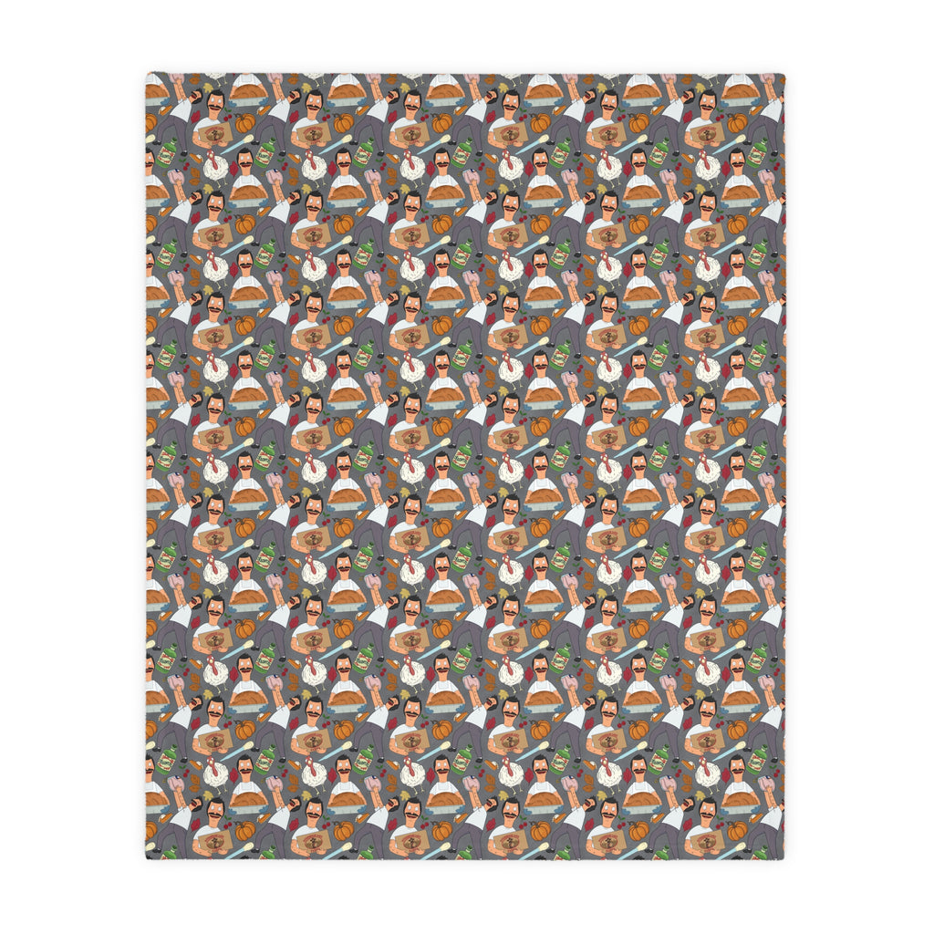 Gray Thanksgiving Bob Velveteen Blanket (Double Side Print)