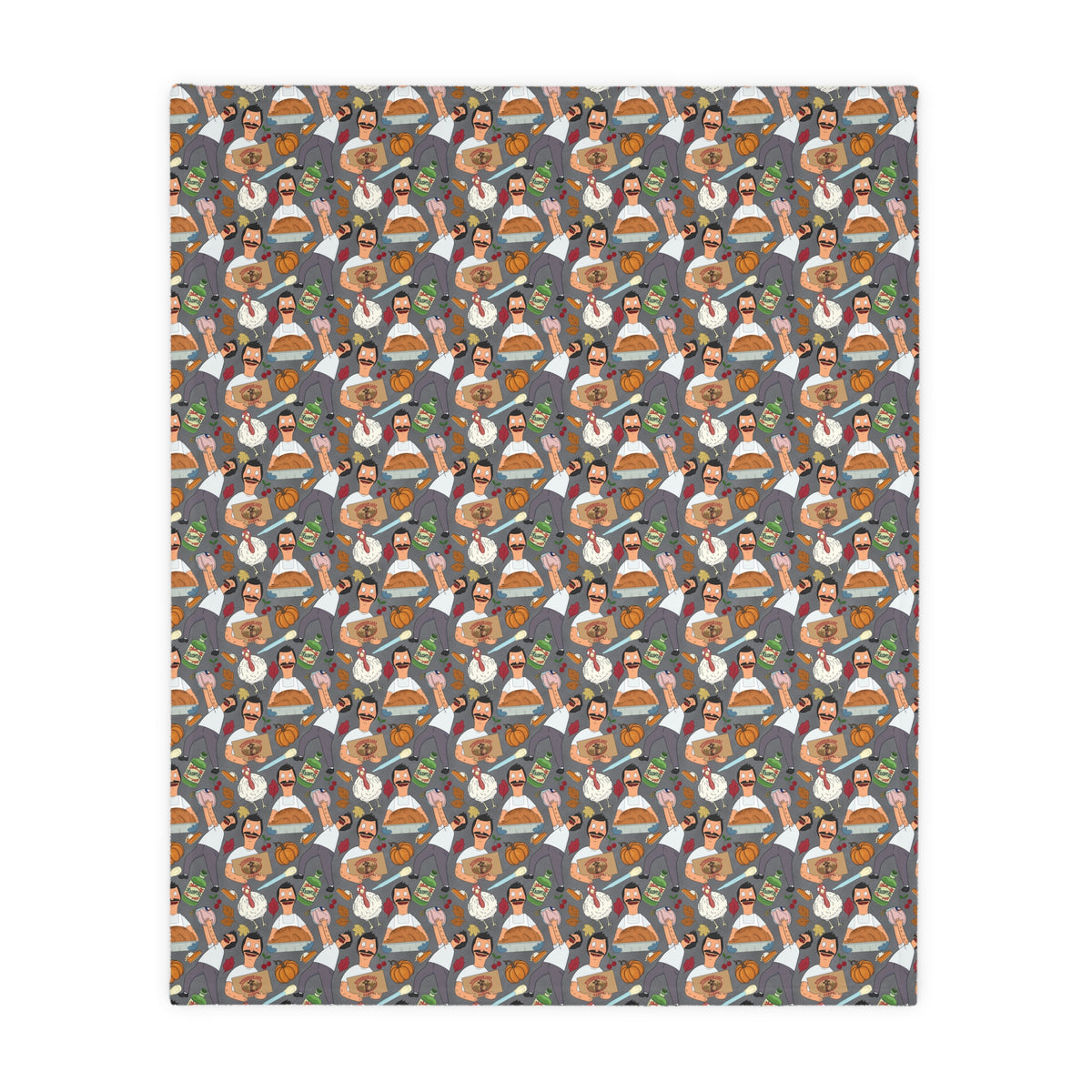 Gray Thanksgiving Bob Velveteen Blanket (Double Side Print)