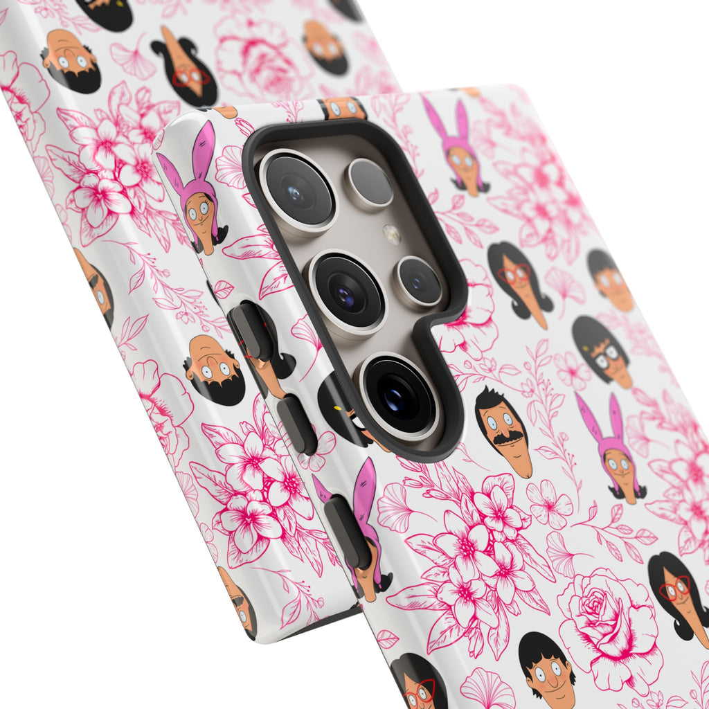 Bob's Burgers inspired Phone Case — Floral Pattern with Character Faces iPhone, Samsung, Google Phones