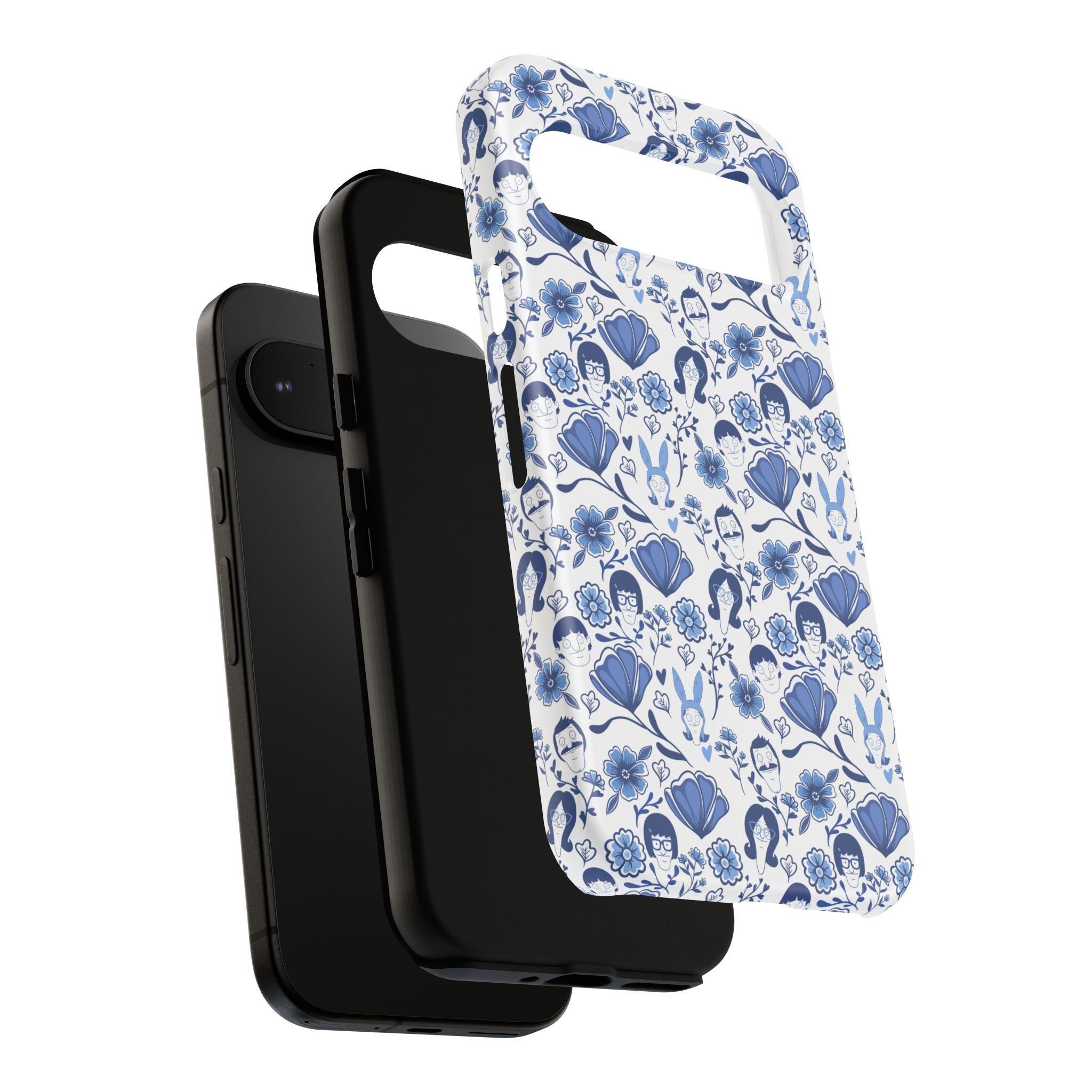Bob's Burgers Inspired Blue Fine China Floral Tough Phone Case for iPhone, Google, and Samsung