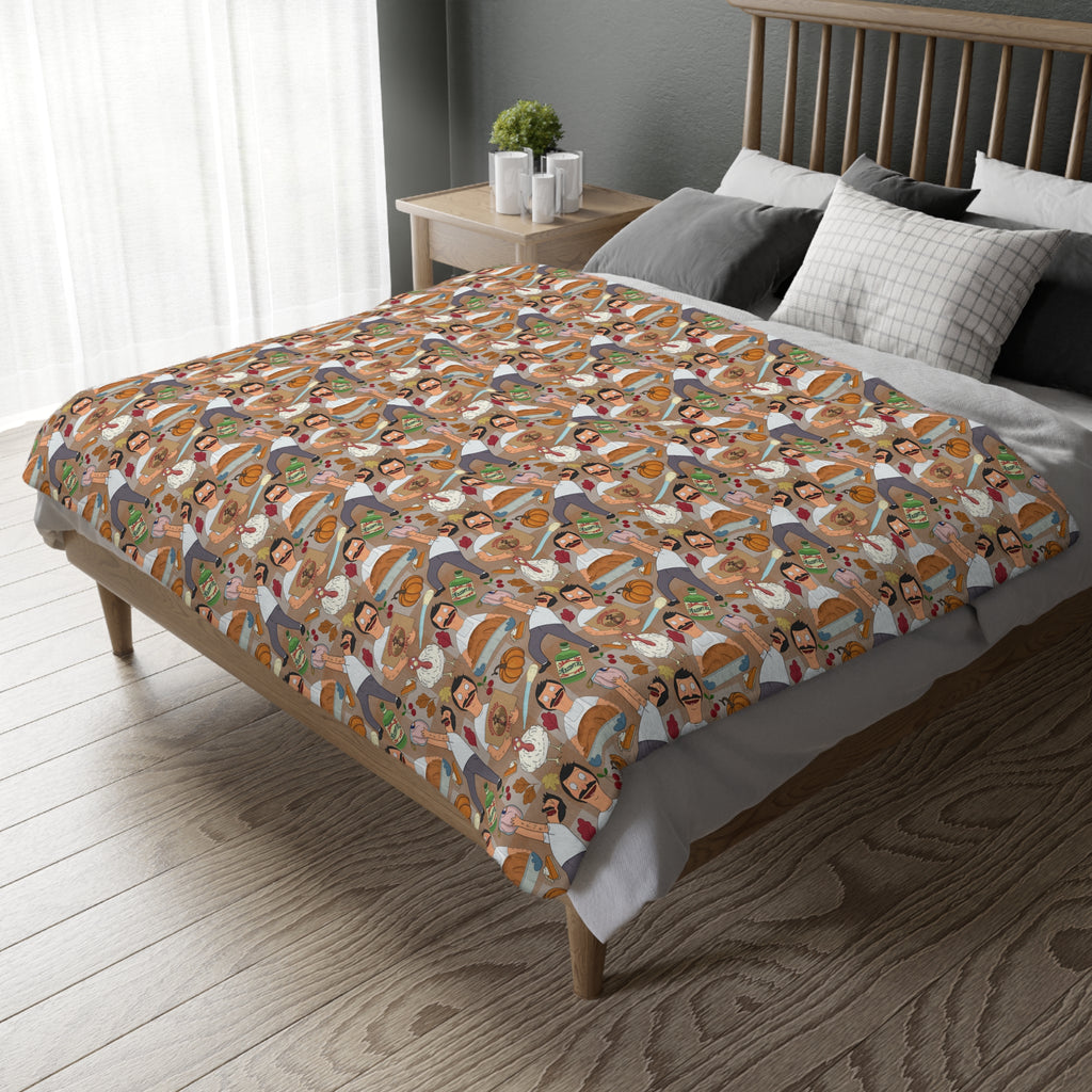 Gingham Thanksgiving Bob Velveteen Blanket (Double Side Print)