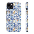 Blue Floral Fine China Cartoon Heeler Dogs Though Case for iPhone, Google, and Samsung phones