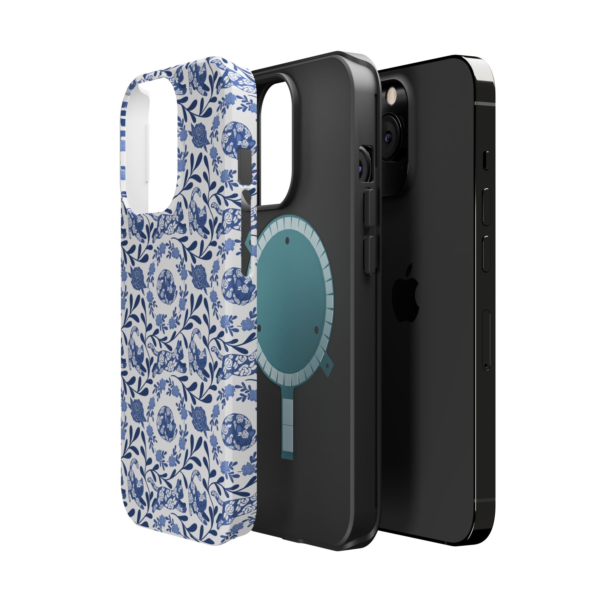 Floral Kitty Fine China iPhone Case  – Magnetic Impact-Resistant