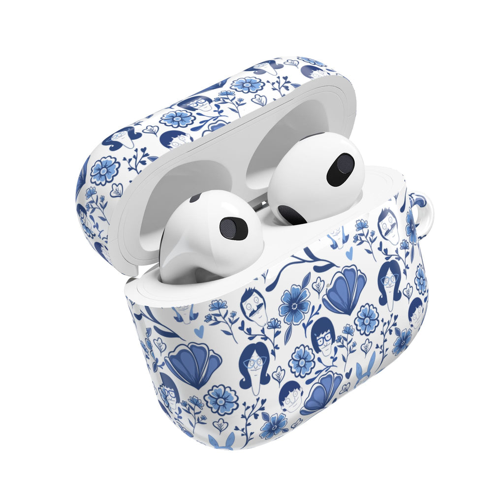 Bobs Burgers Inspired Floral AirPod Cases, Cute Earbud Holder, Blue Flower Protective Cover, Gift for Music Lovers, Trendy Tech Accessory