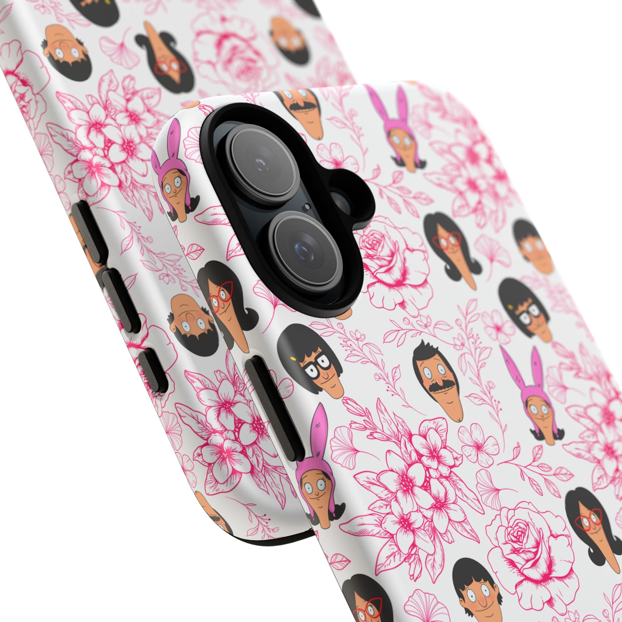 Bob's Burgers inspired Phone Case — Floral Pattern with Character Faces iPhone, Samsung, Google Phones
