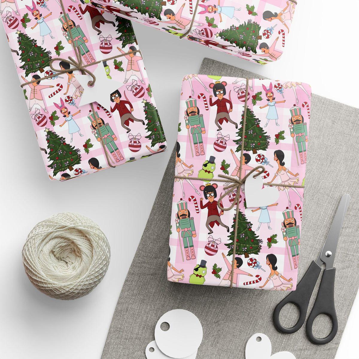 Belcher's Nutcracker Pink Plaid Gift Wrap