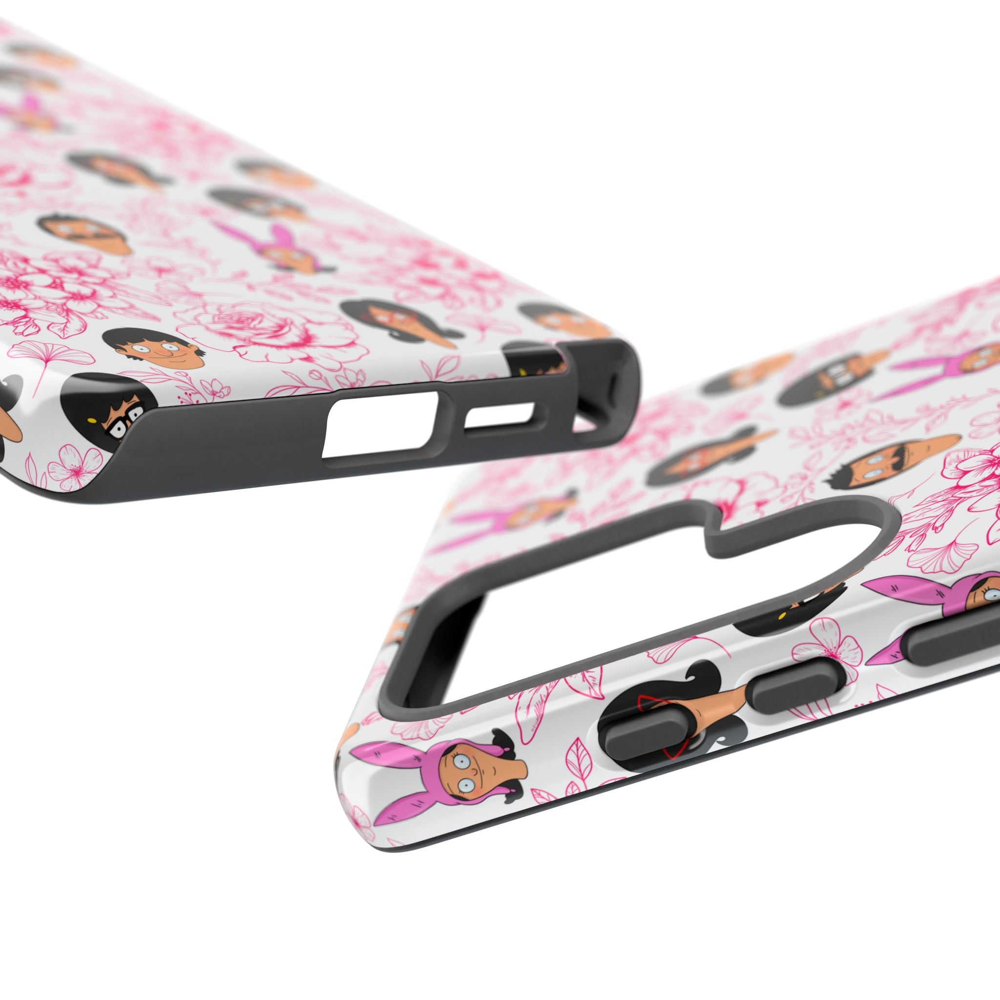 Bob's Burgers inspired Phone Case — Floral Pattern with Character Faces iPhone, Samsung, Google Phones