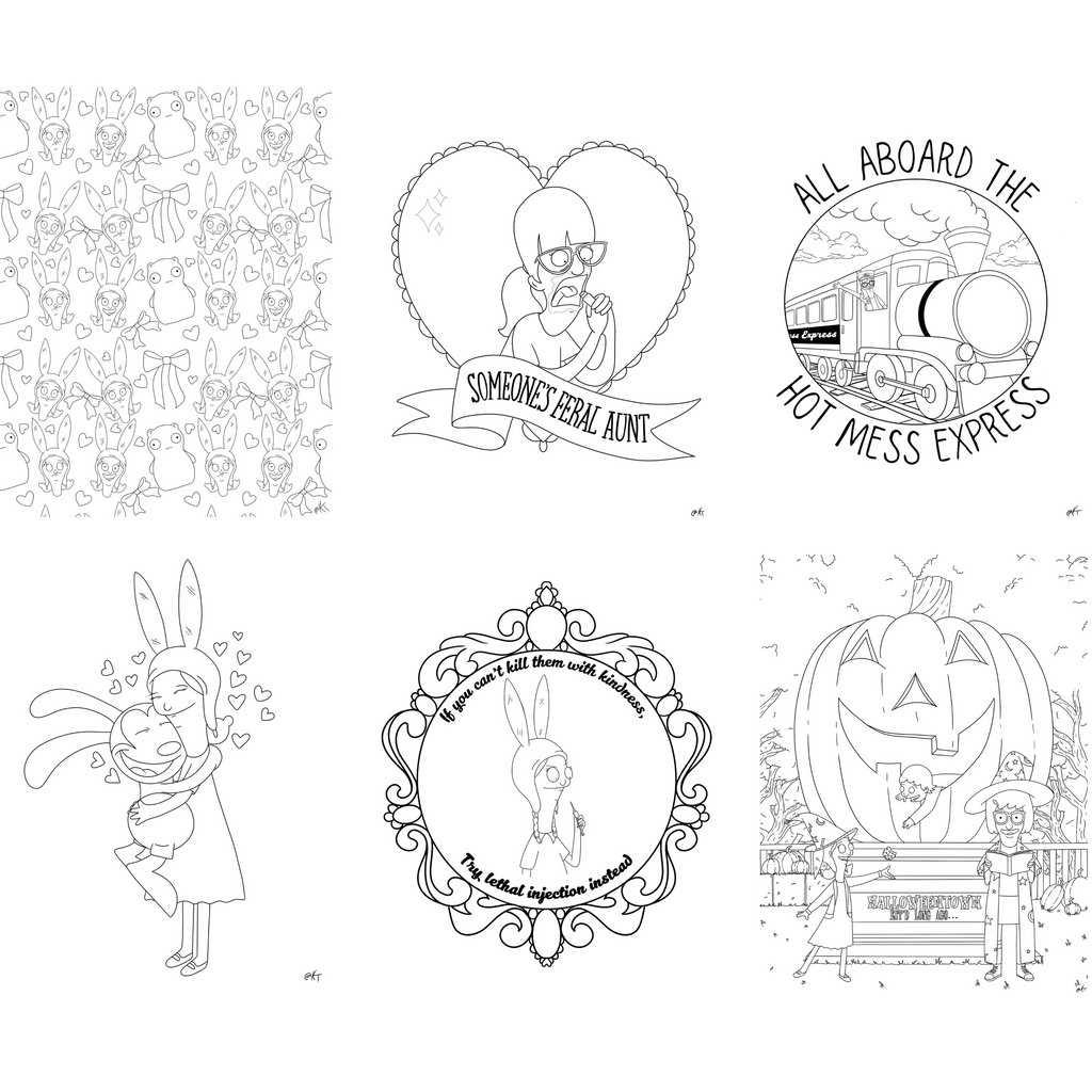 2025 Bob’s Burgers Inspired Fan Art Coloring Pages